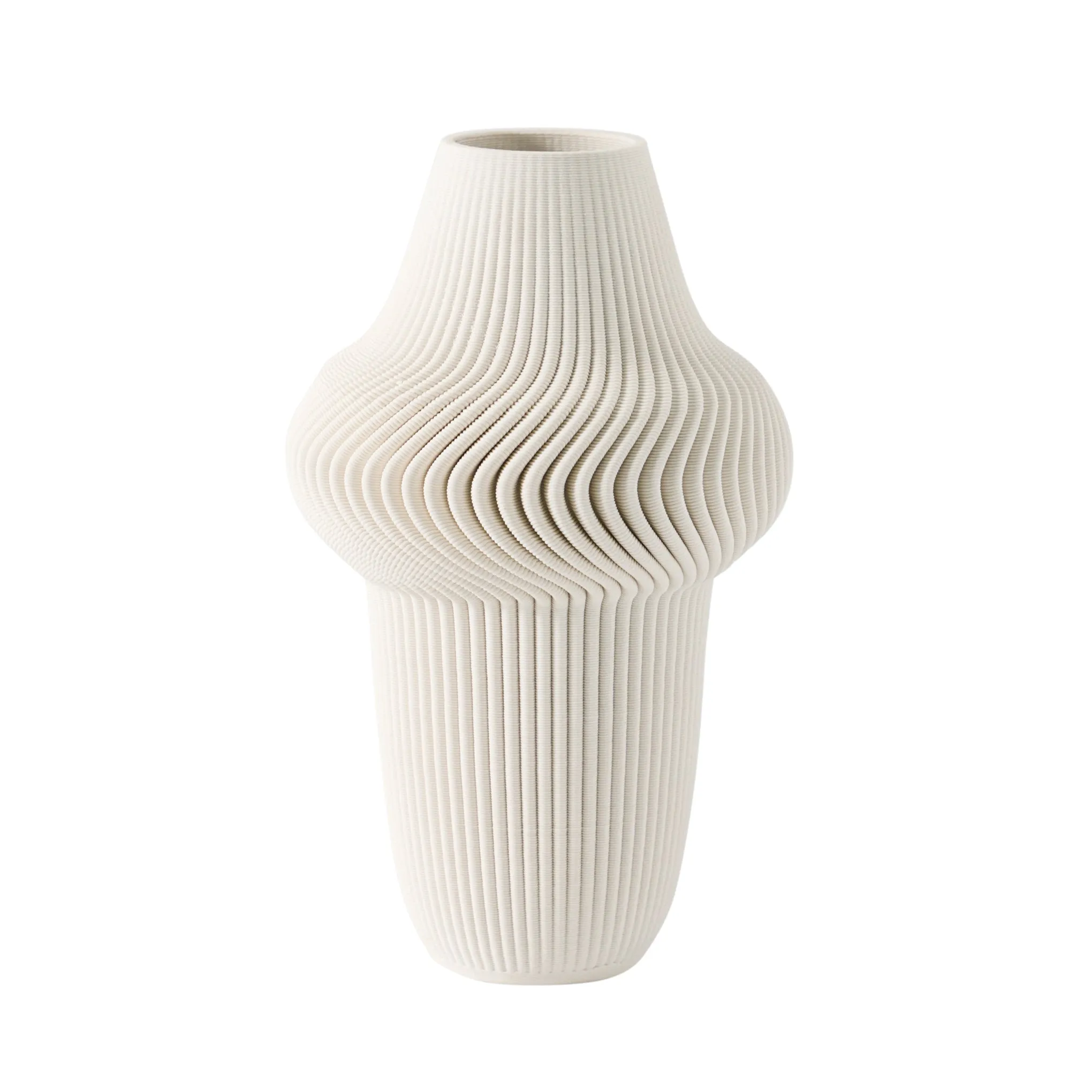 10" ANTILLES 3D PRINTED VASE, IVORY/BEIGE