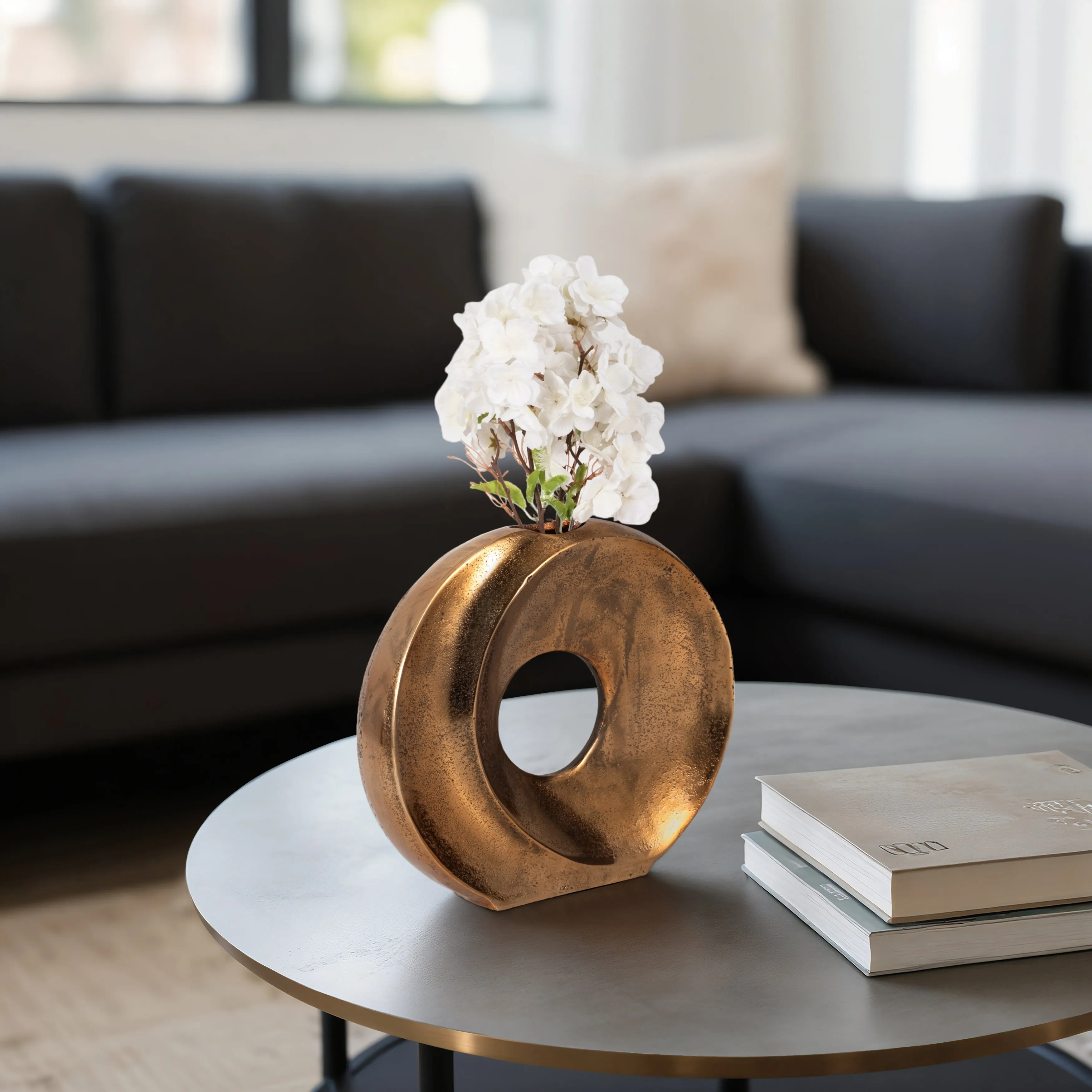10" Belvine, Metal Cut-out Vase, Bronze