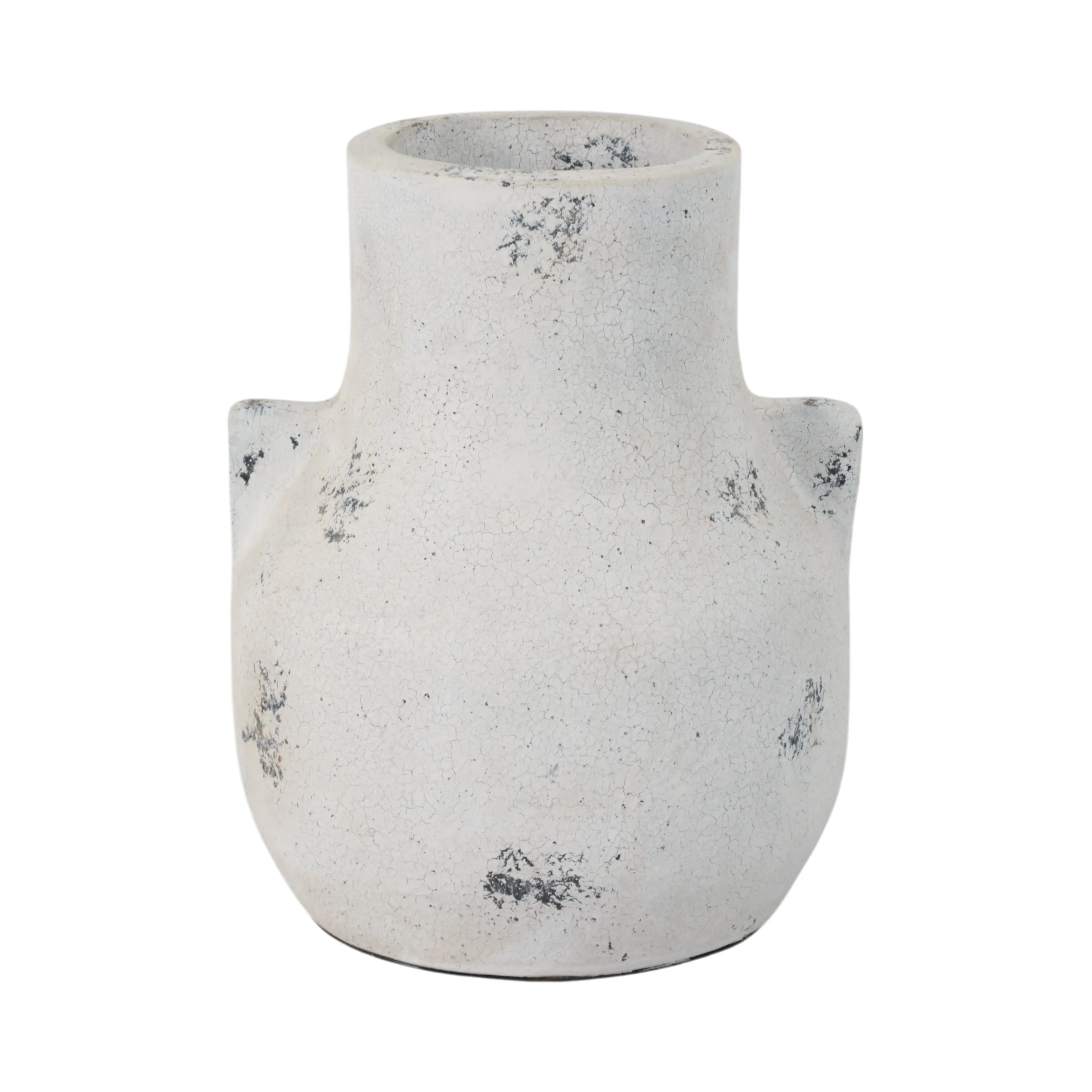 10" Black Patch Modern Terracotta Vase, Ivory/blk