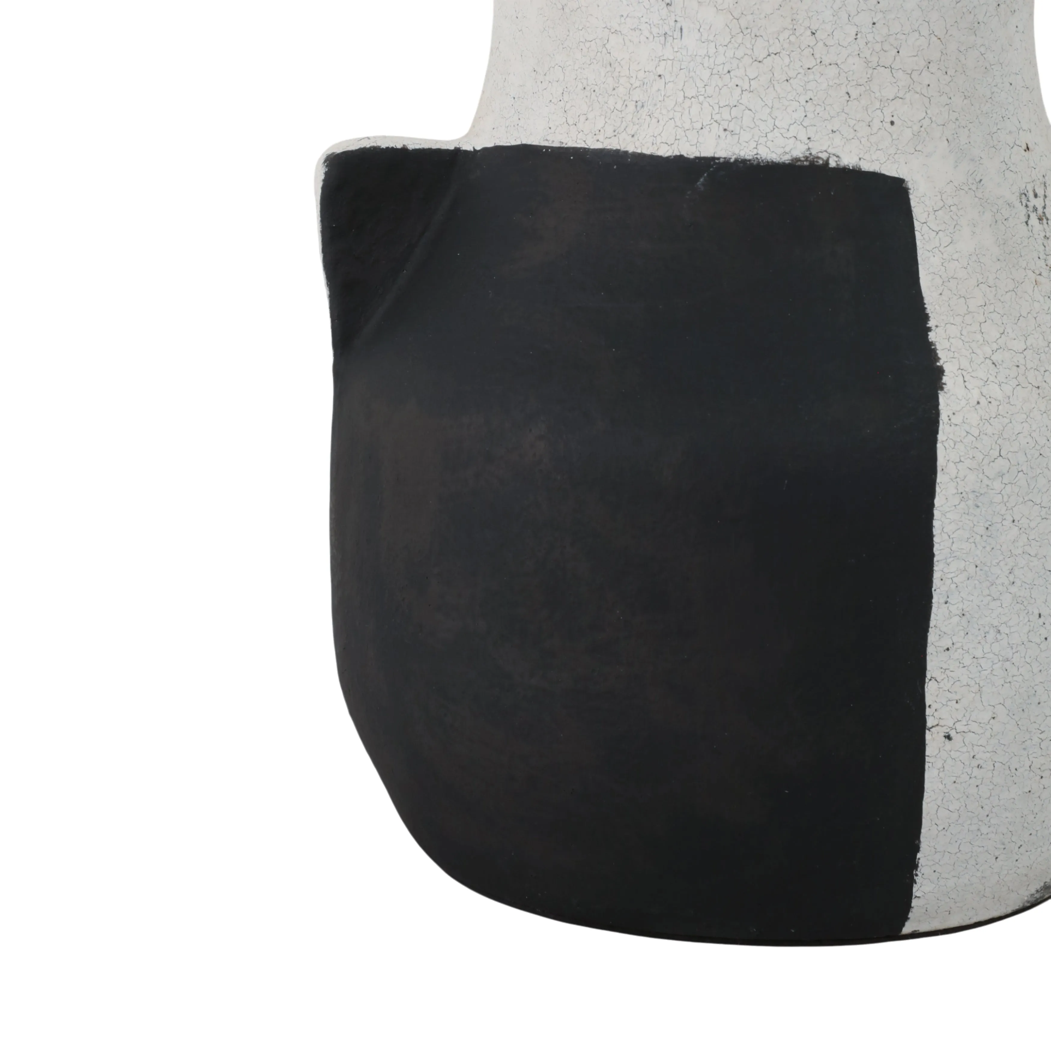 10" Black Patch Modern Terracotta Vase, Ivory/blk