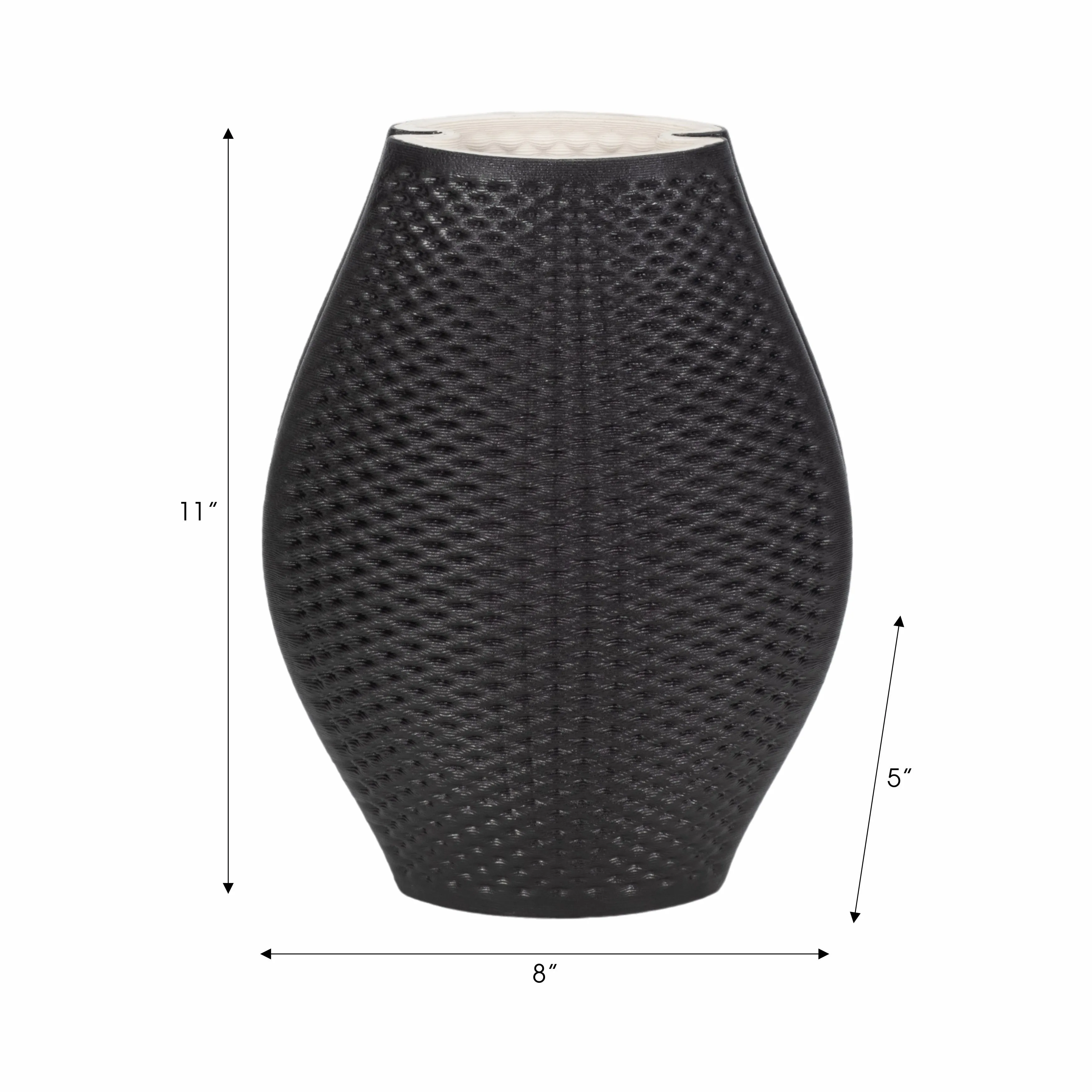 11" Fernando 3d Printed Vase, Black