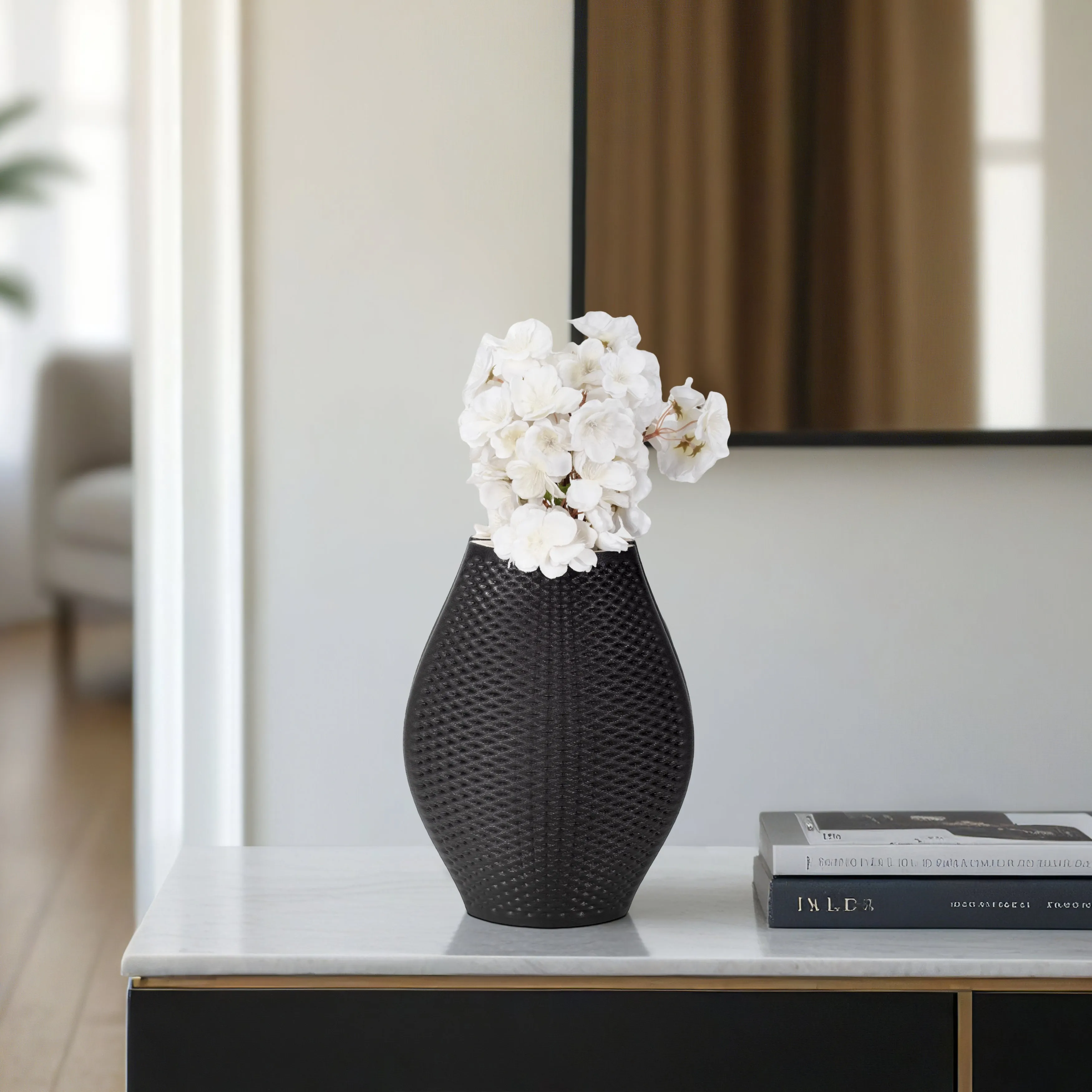 11" Fernando 3d Printed Vase, Black