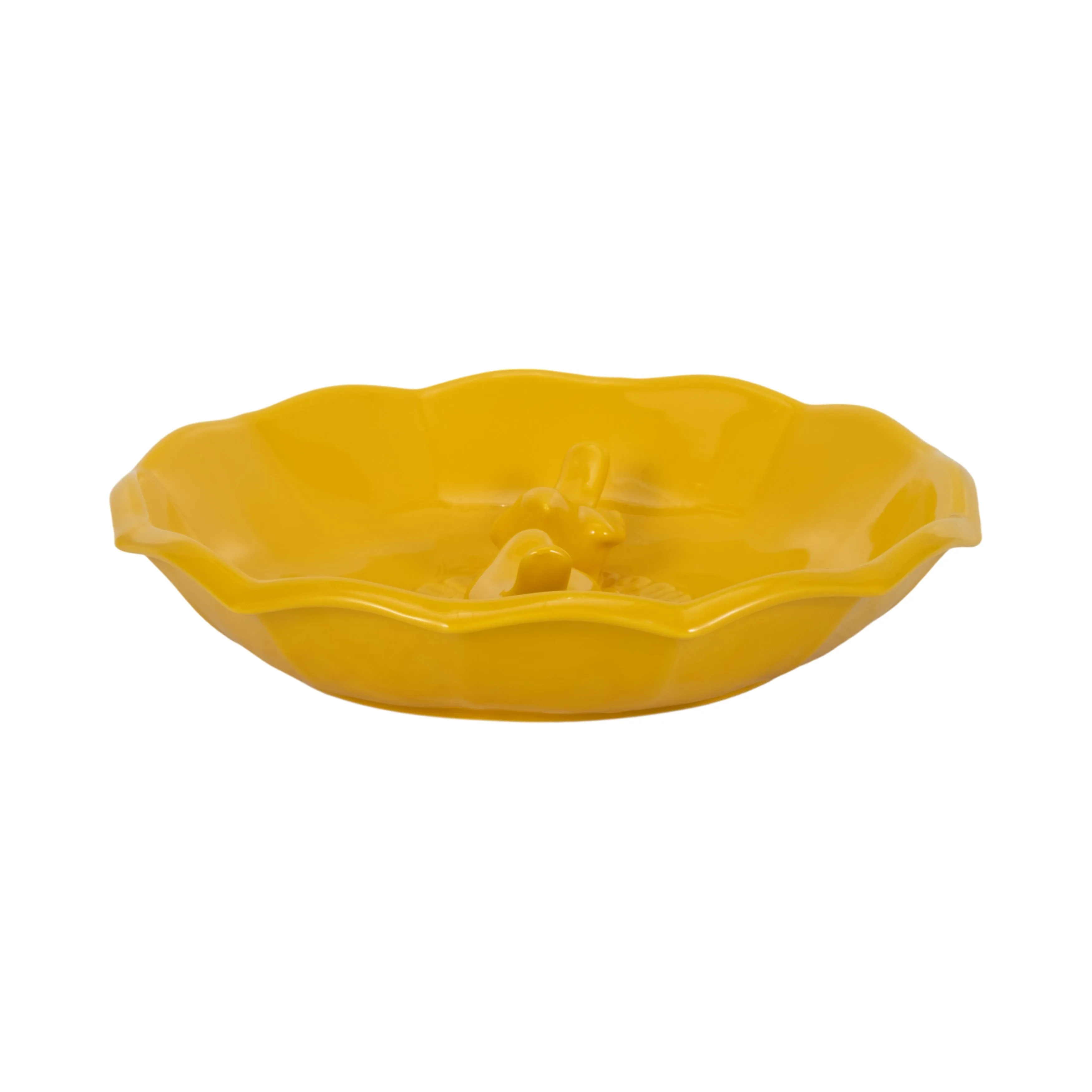 11" Flower Bird Bath, Yellow