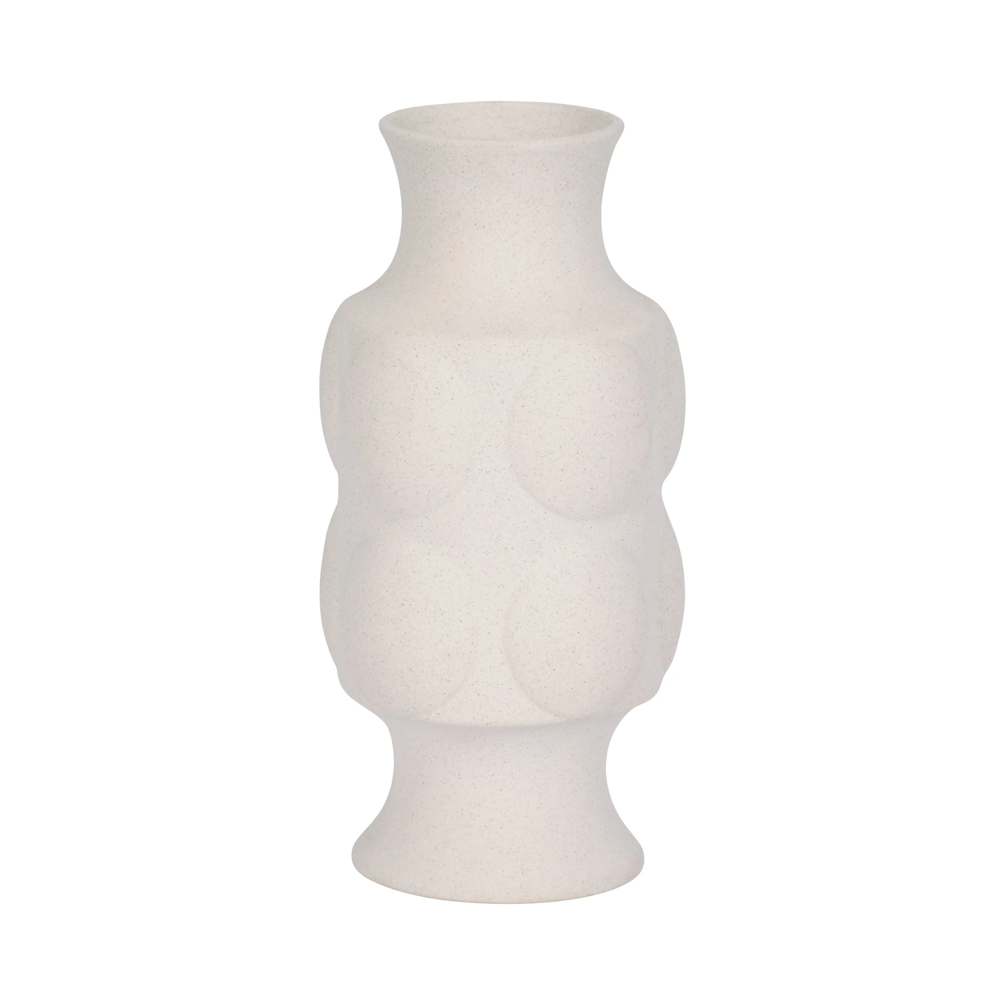 11" Large Dot Embossed Vase Sand Texture, White