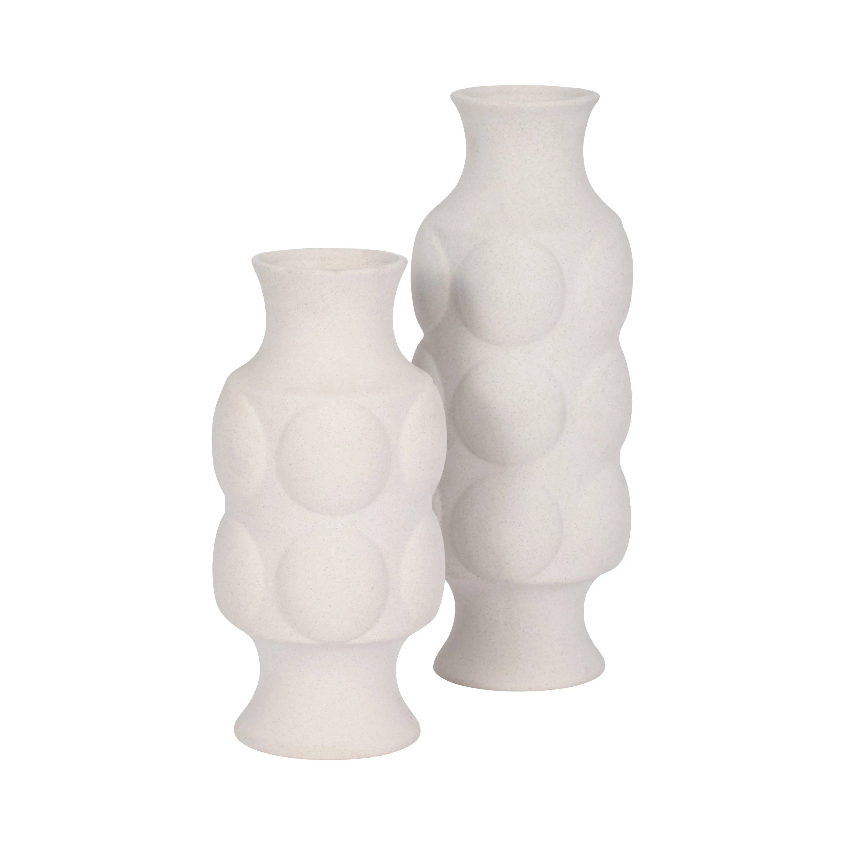 11" Large Dot Embossed Vase Sand Texture, White