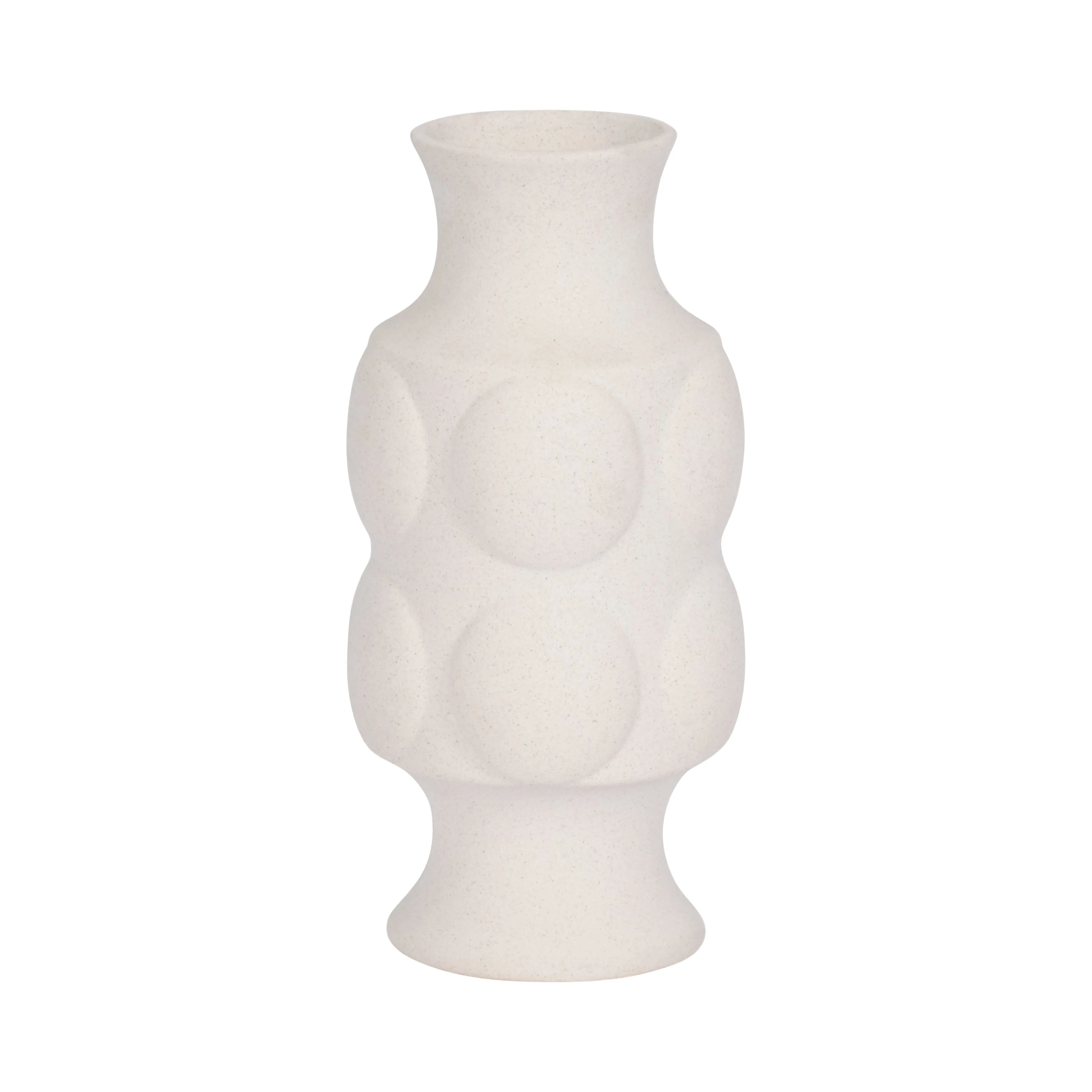 11" Large Dot Embossed Vase Sand Texture, White