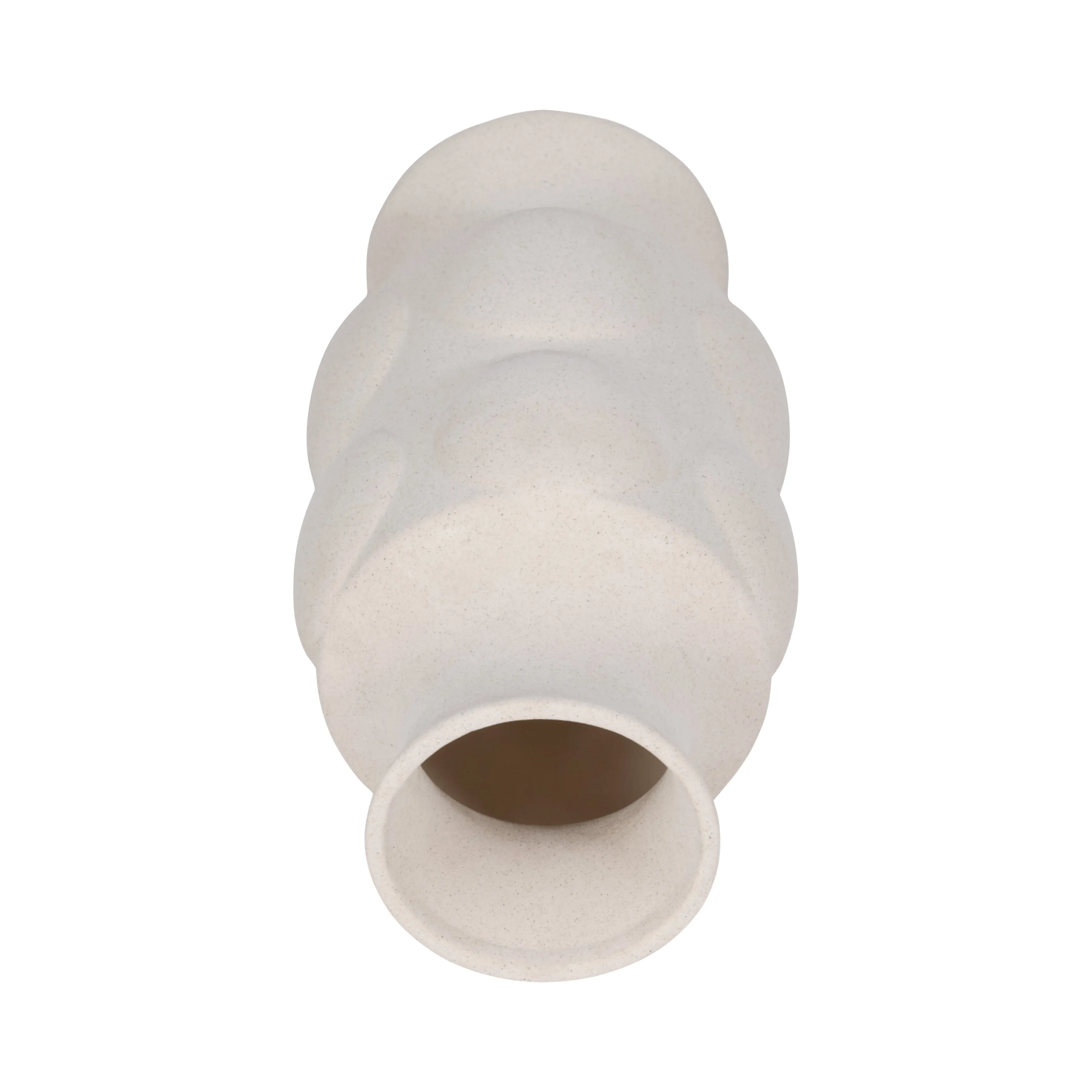 11" Large Dot Embossed Vase Sand Texture, White
