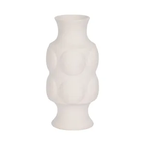 11" Large Dot Embossed Vase Sand Texture, White
