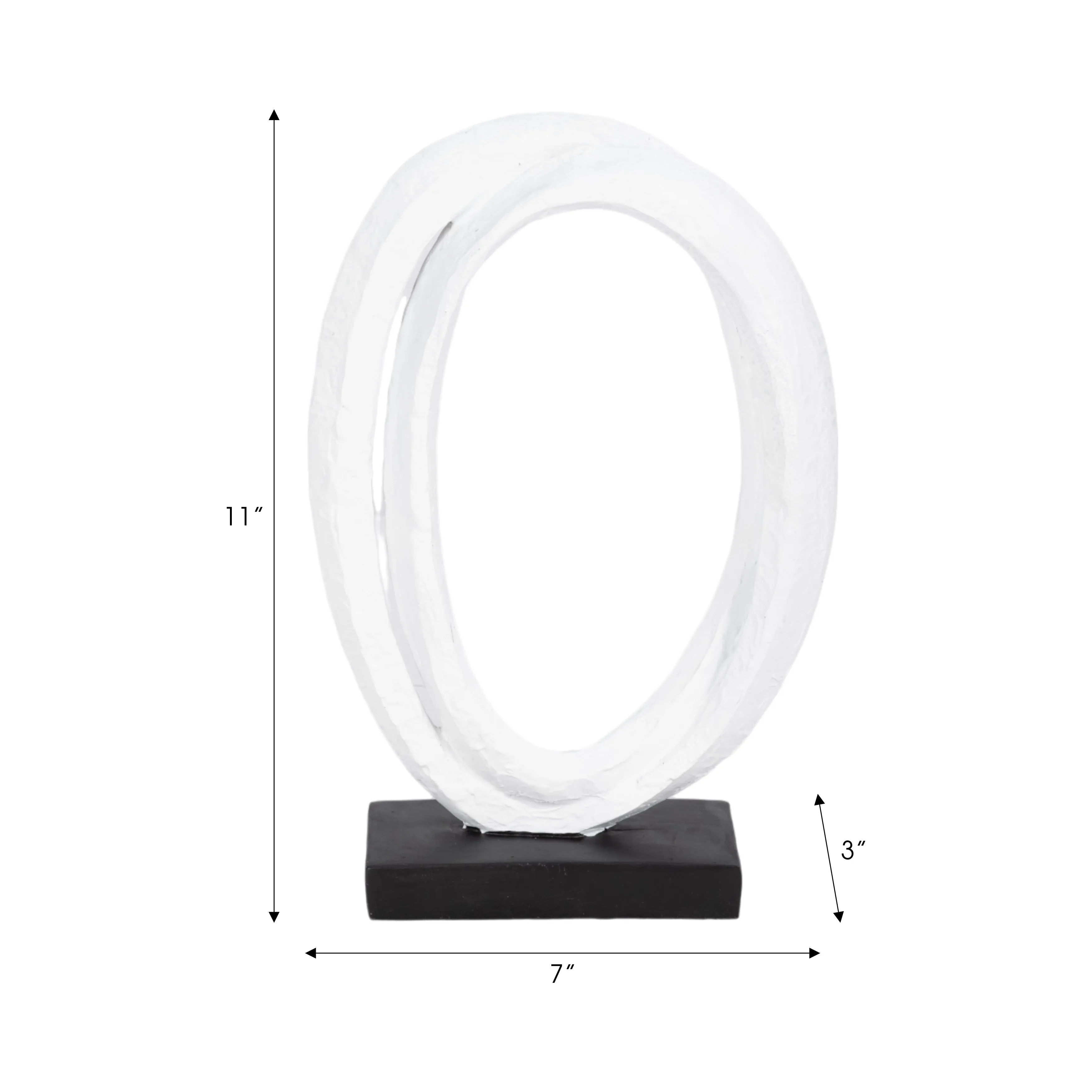 11" Oval Loops Sculpture Volcano Texture, White/bl