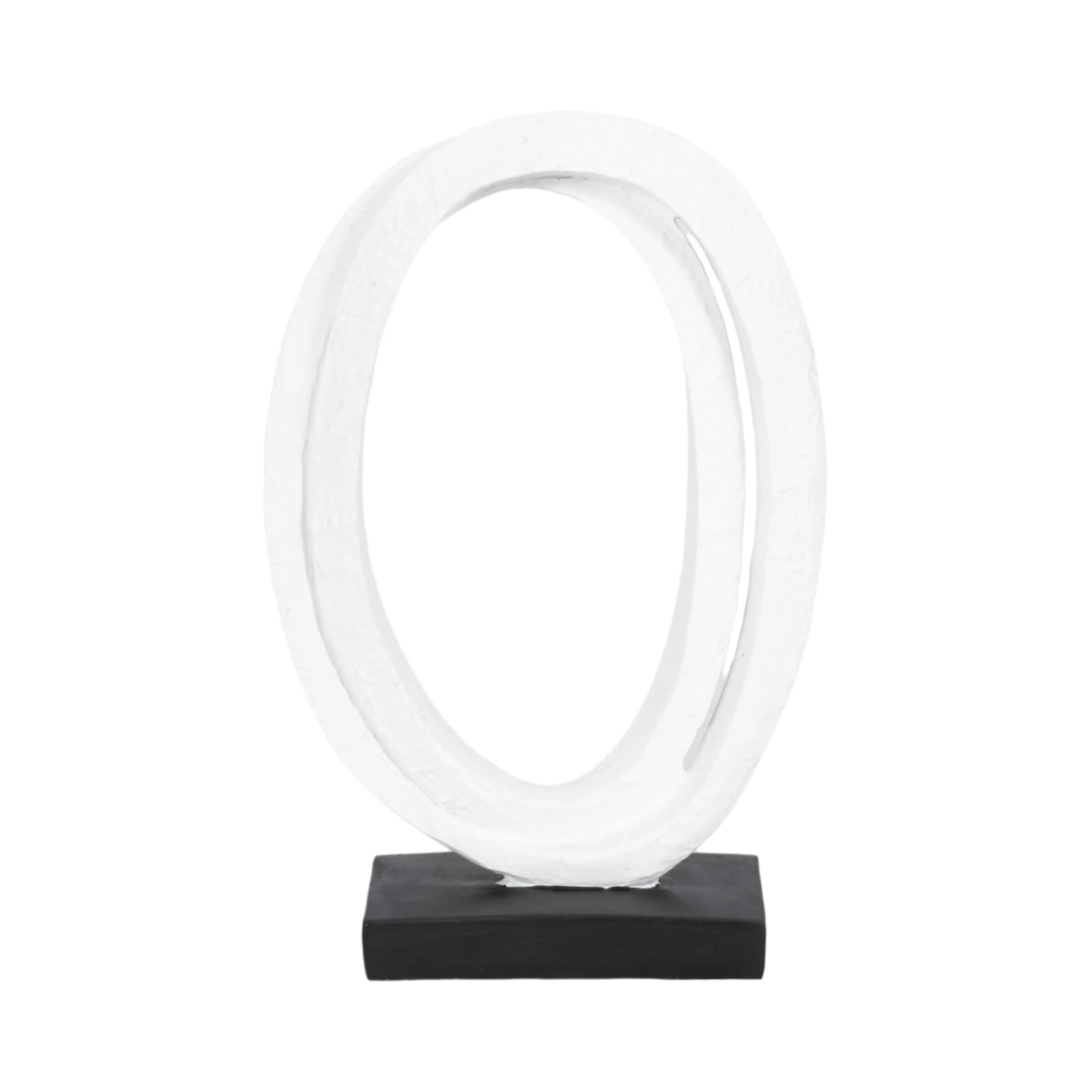 11" Oval Loops Sculpture Volcano Texture, White/bl