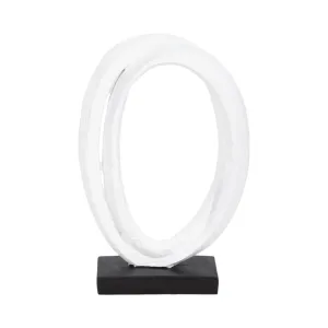 11" Oval Loops Sculpture Volcano Texture, White/bl
