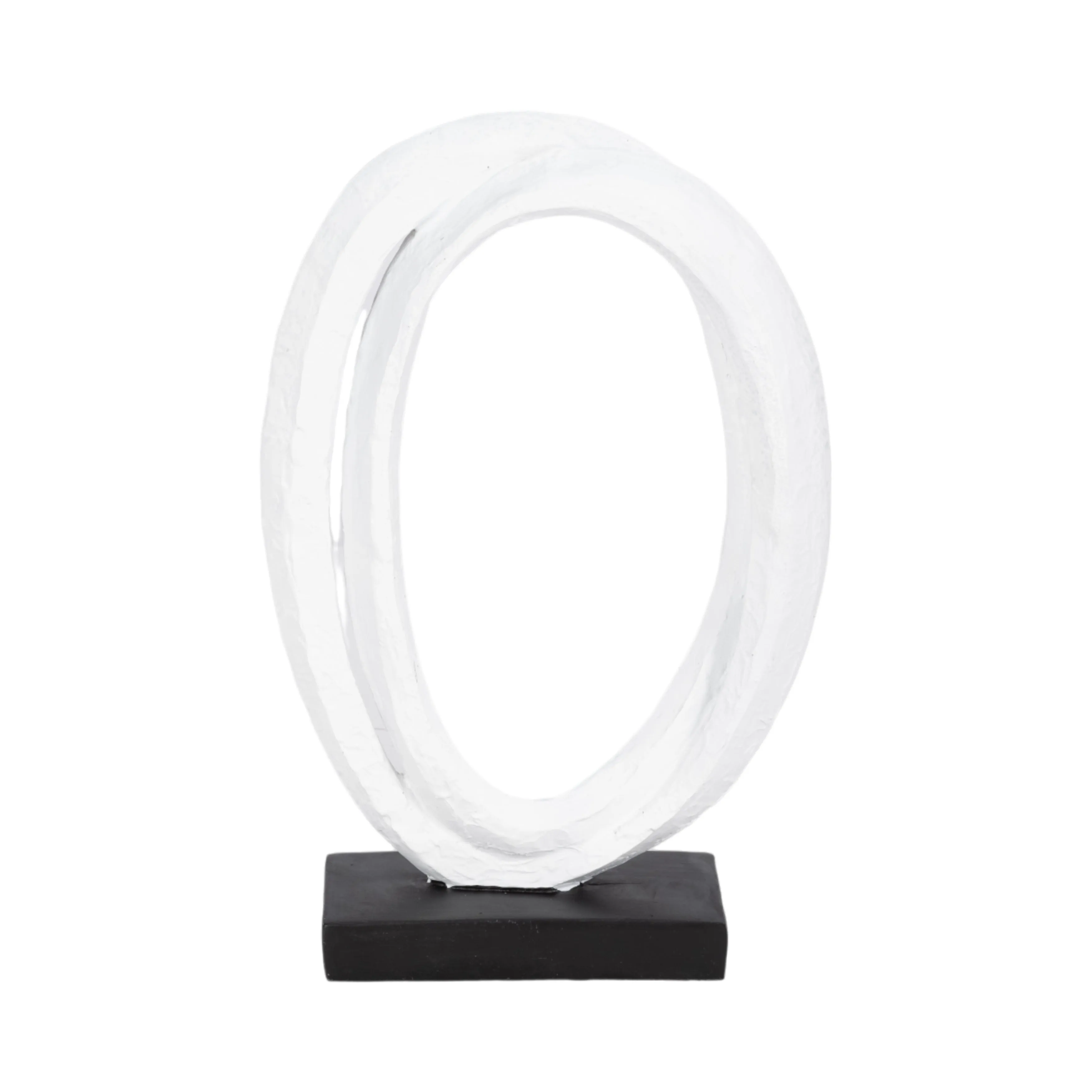 11" Oval Loops Sculpture Volcano Texture, White/bl