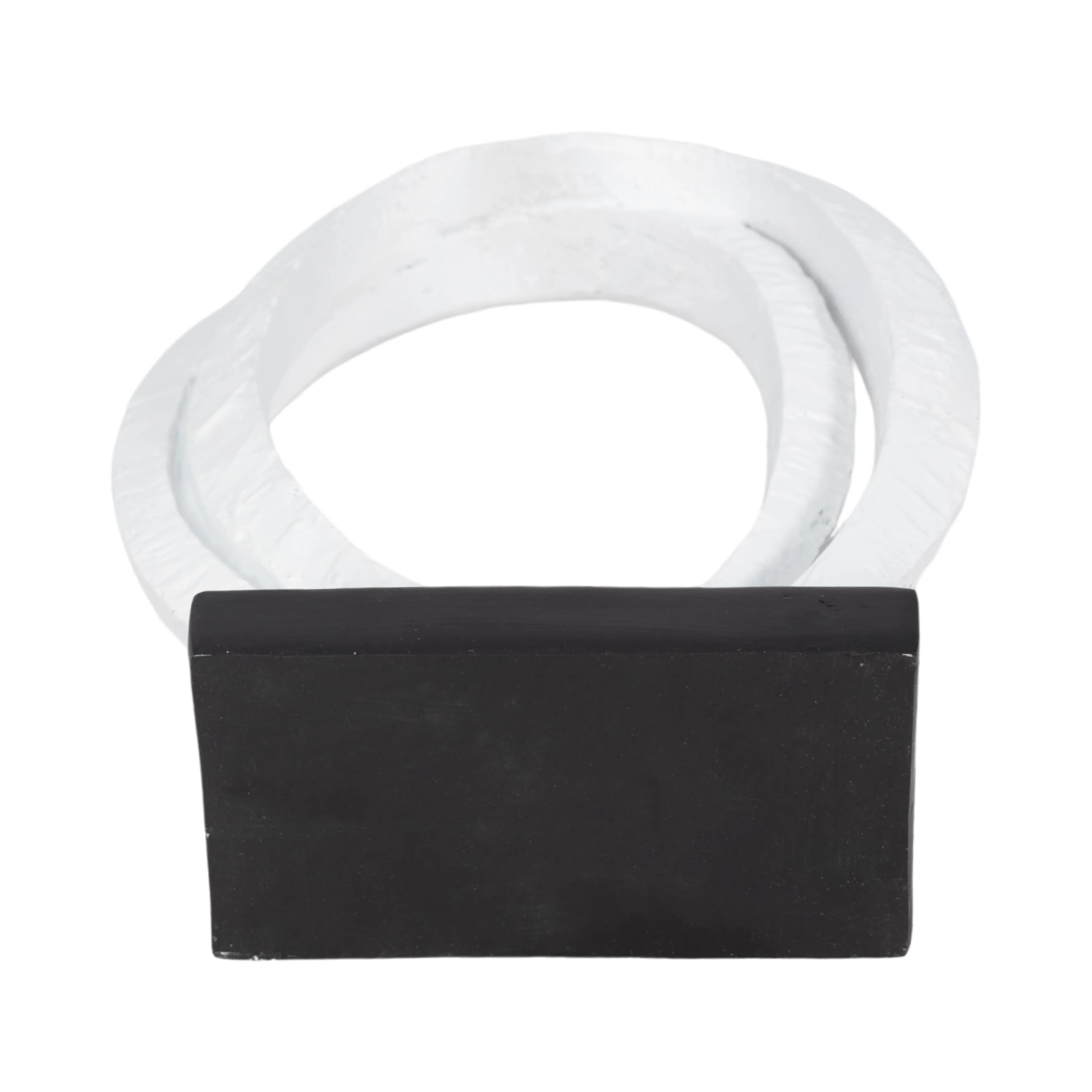 11" Oval Loops Sculpture Volcano Texture, White/bl