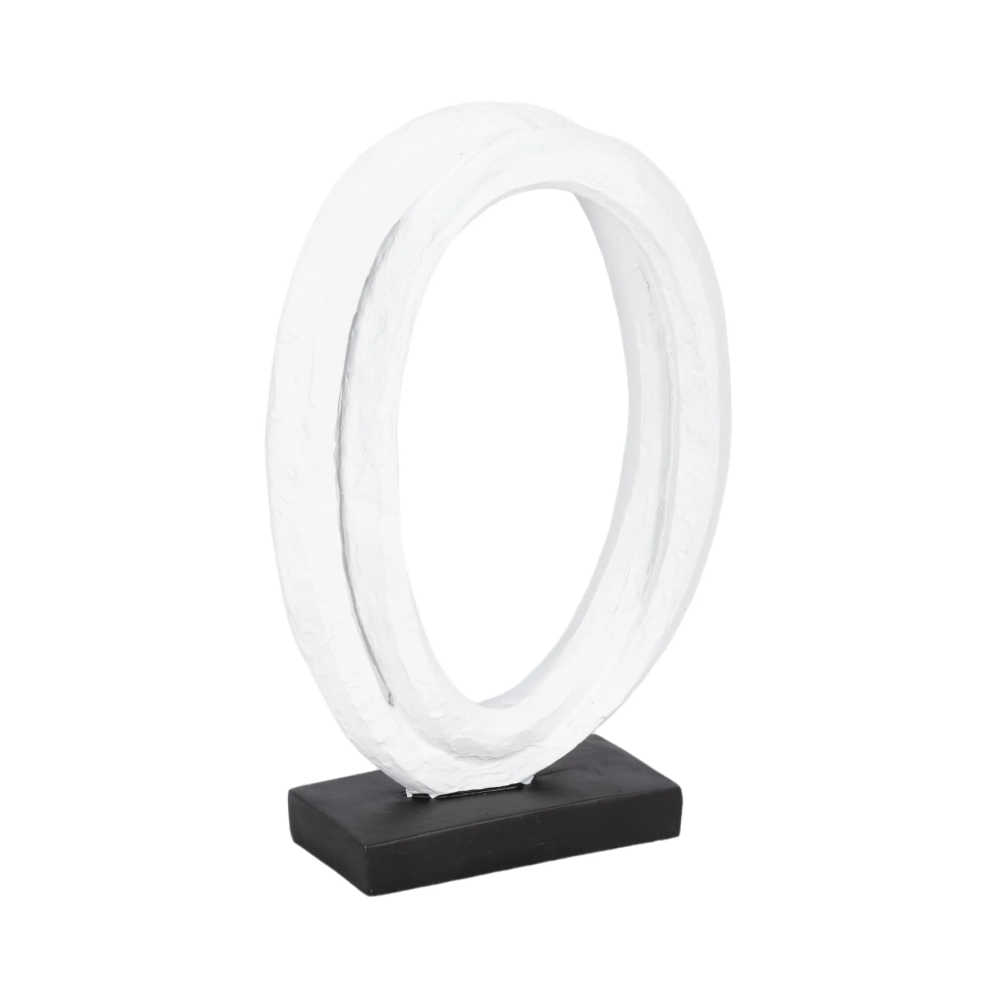 11" Oval Loops Sculpture Volcano Texture, White/bl