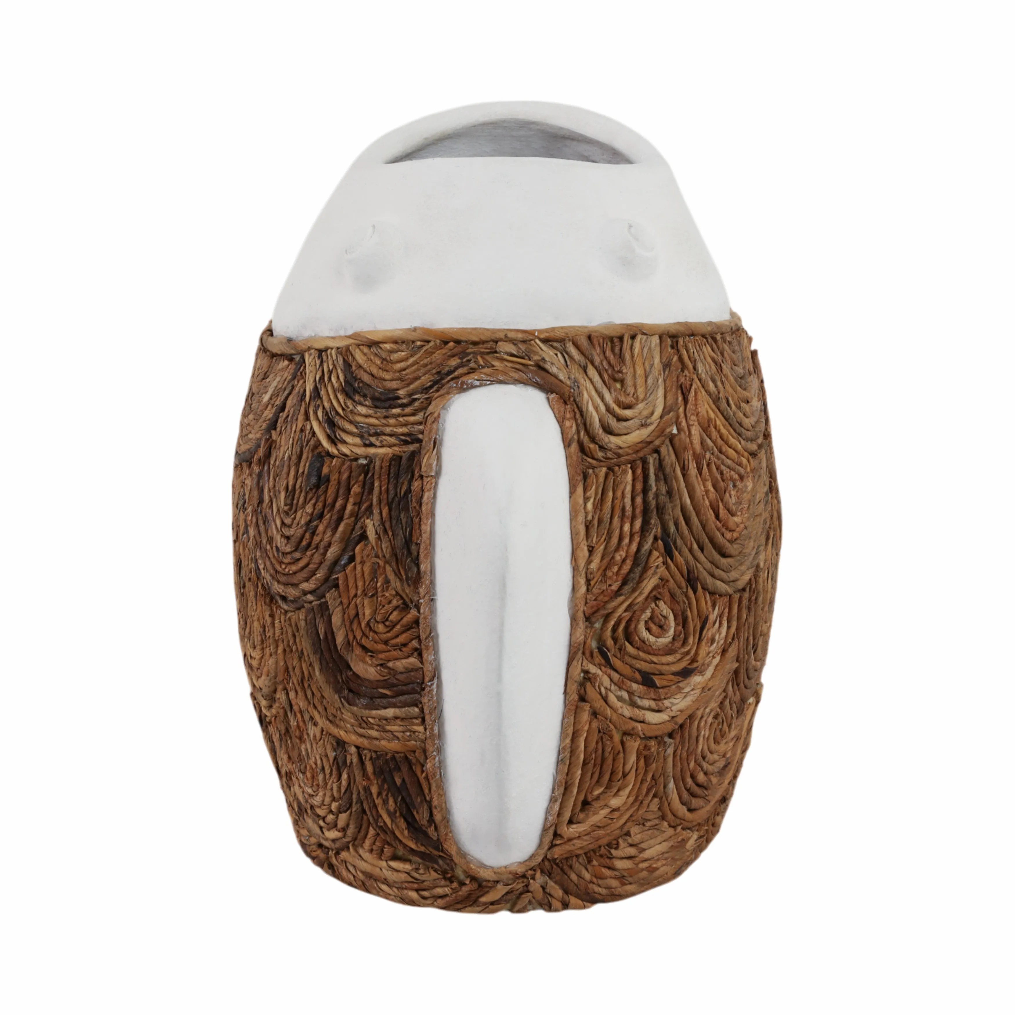 11" Woven Scale Terracotta Fsh Vase, Ivory/natural