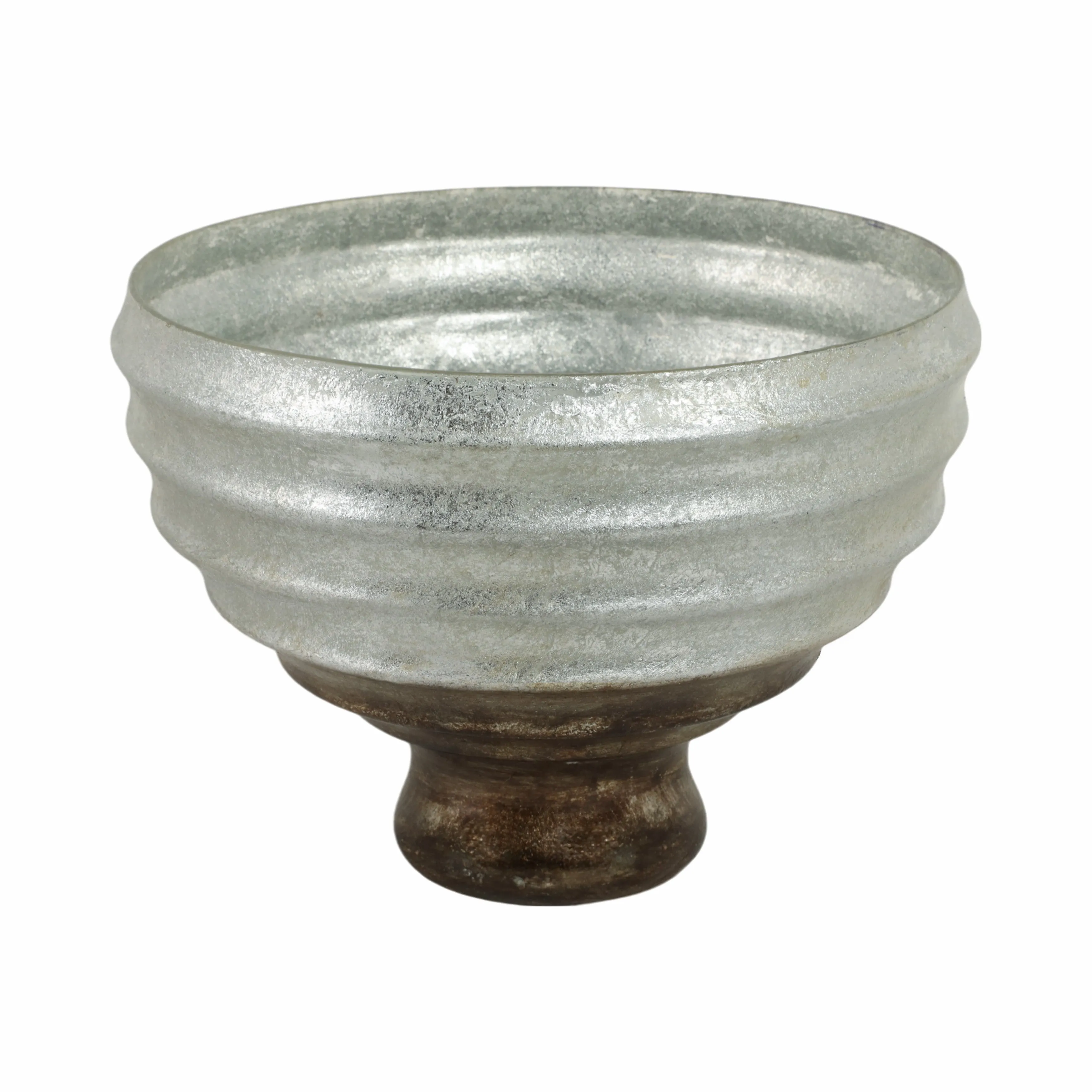 12" Glass Pedestal Bowl Ombre Finish, Multi
