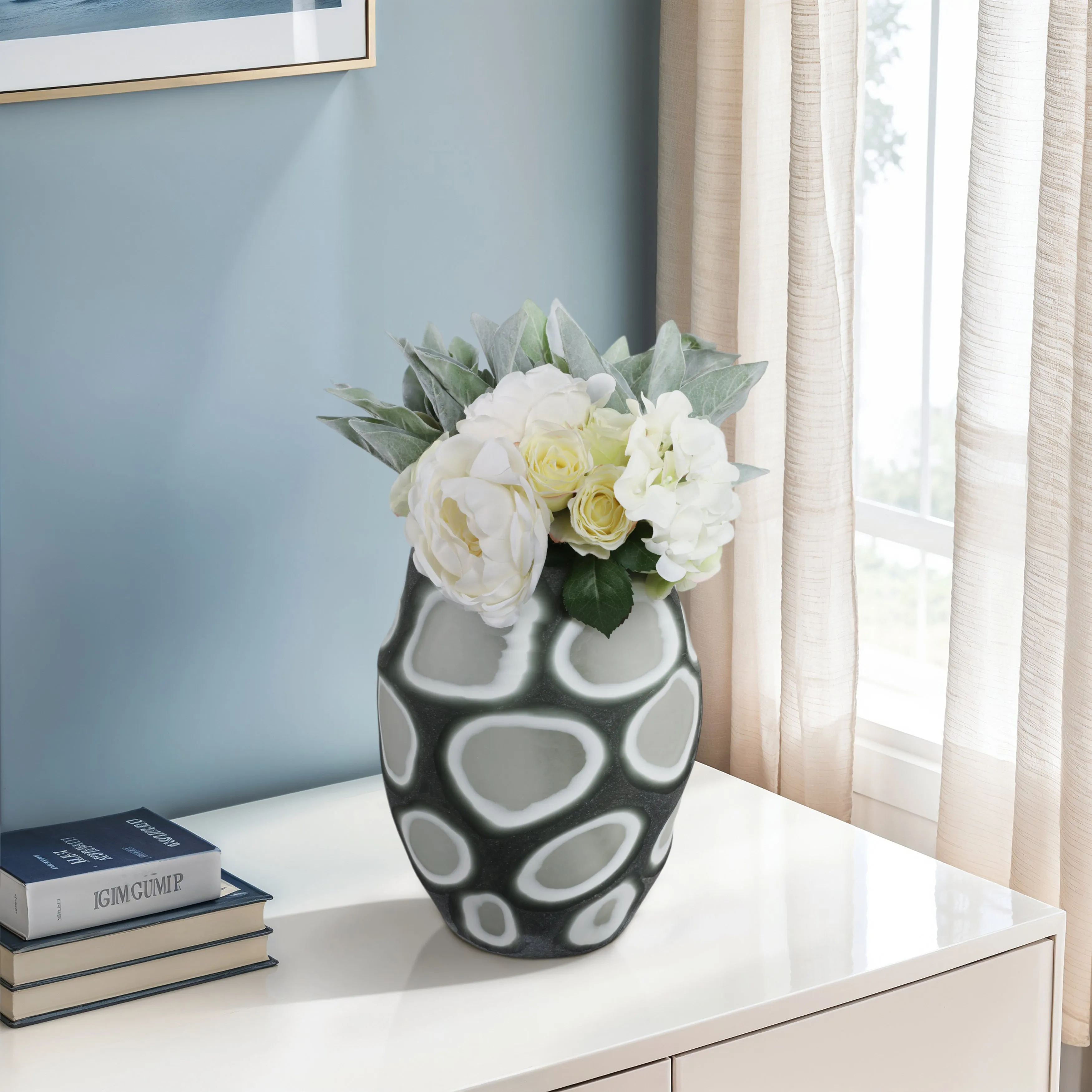 12" Havre Large Grey Glass Vase