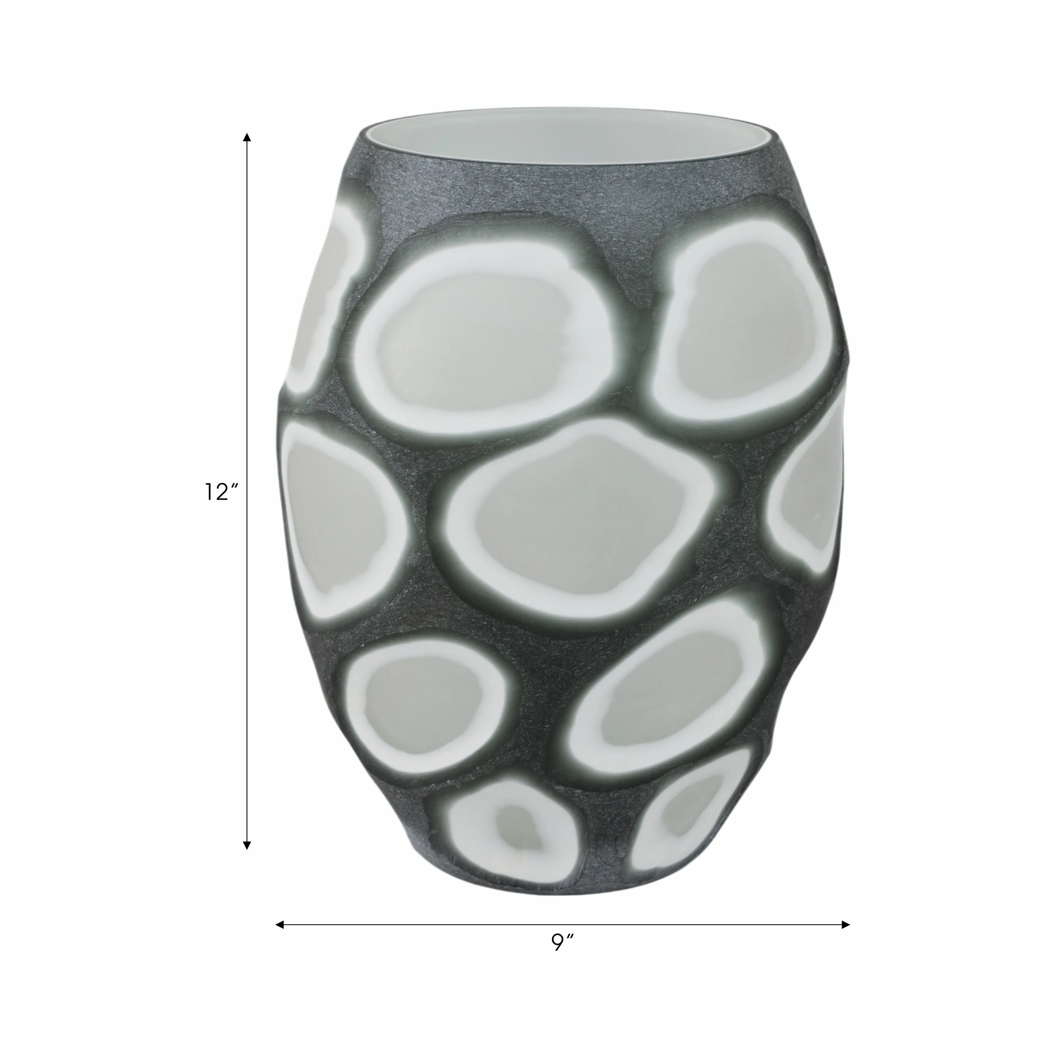 12" Havre Large Grey Glass Vase