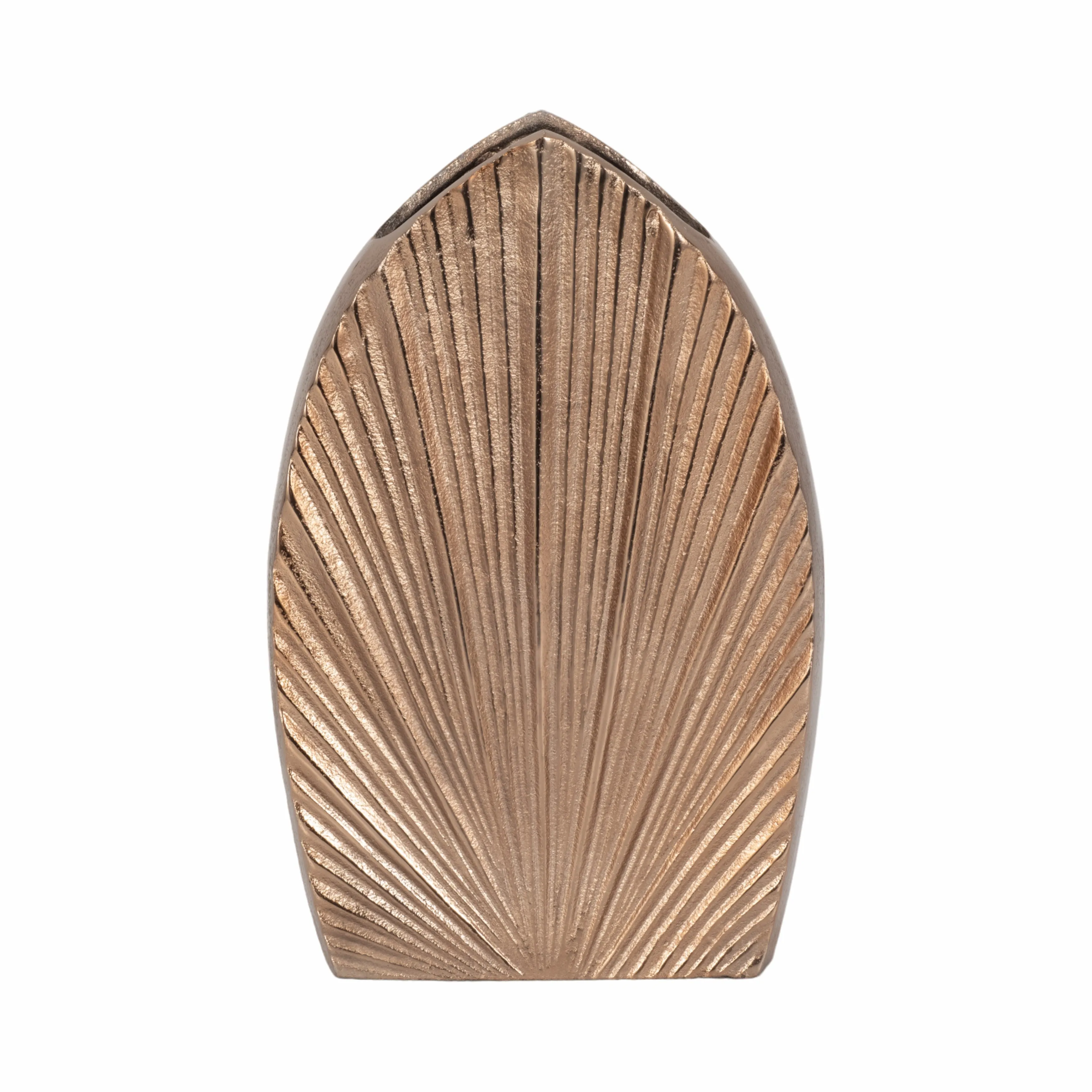 12" Kreber, Metal Mitre Vase, Champagne