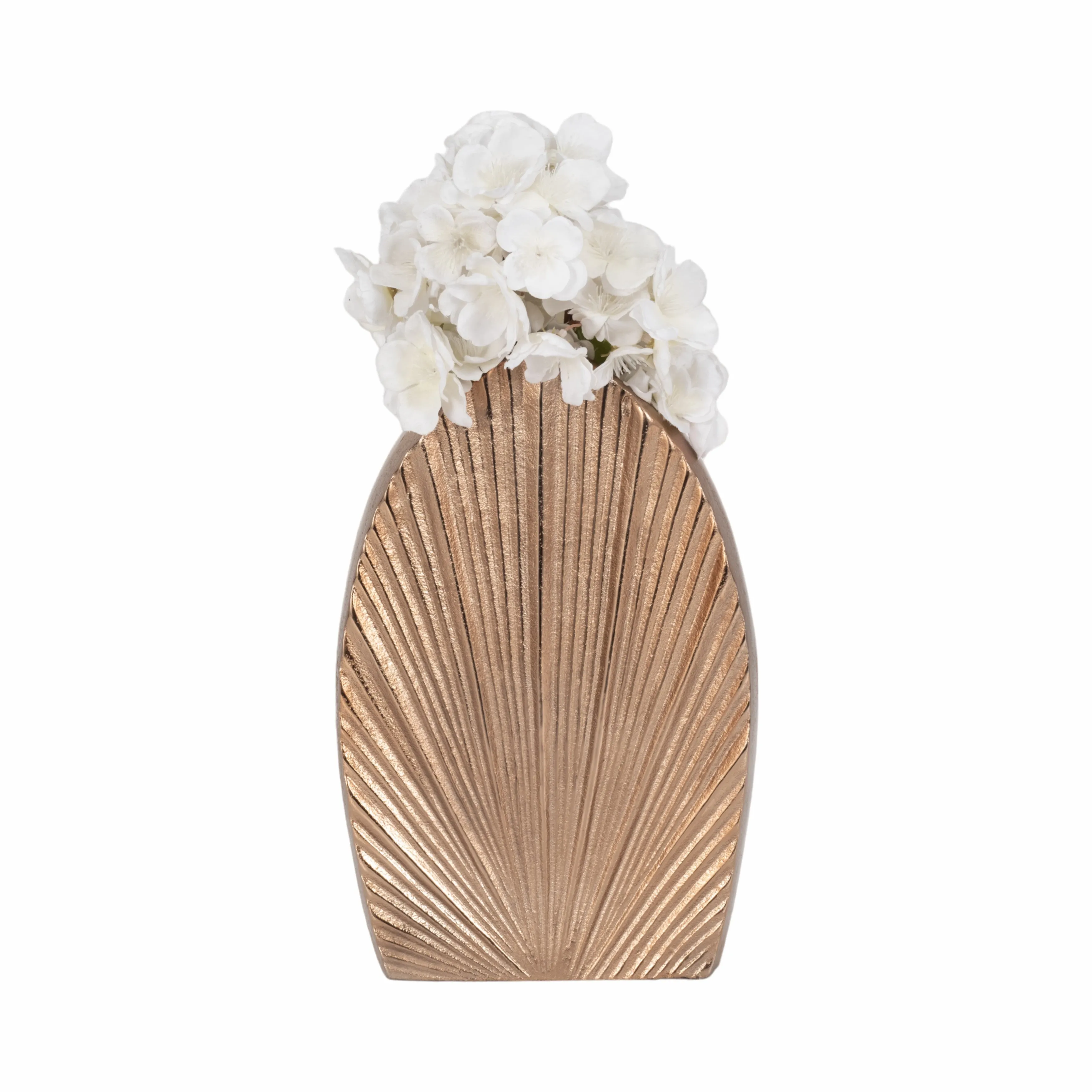 12" Kreber, Metal Mitre Vase, Champagne