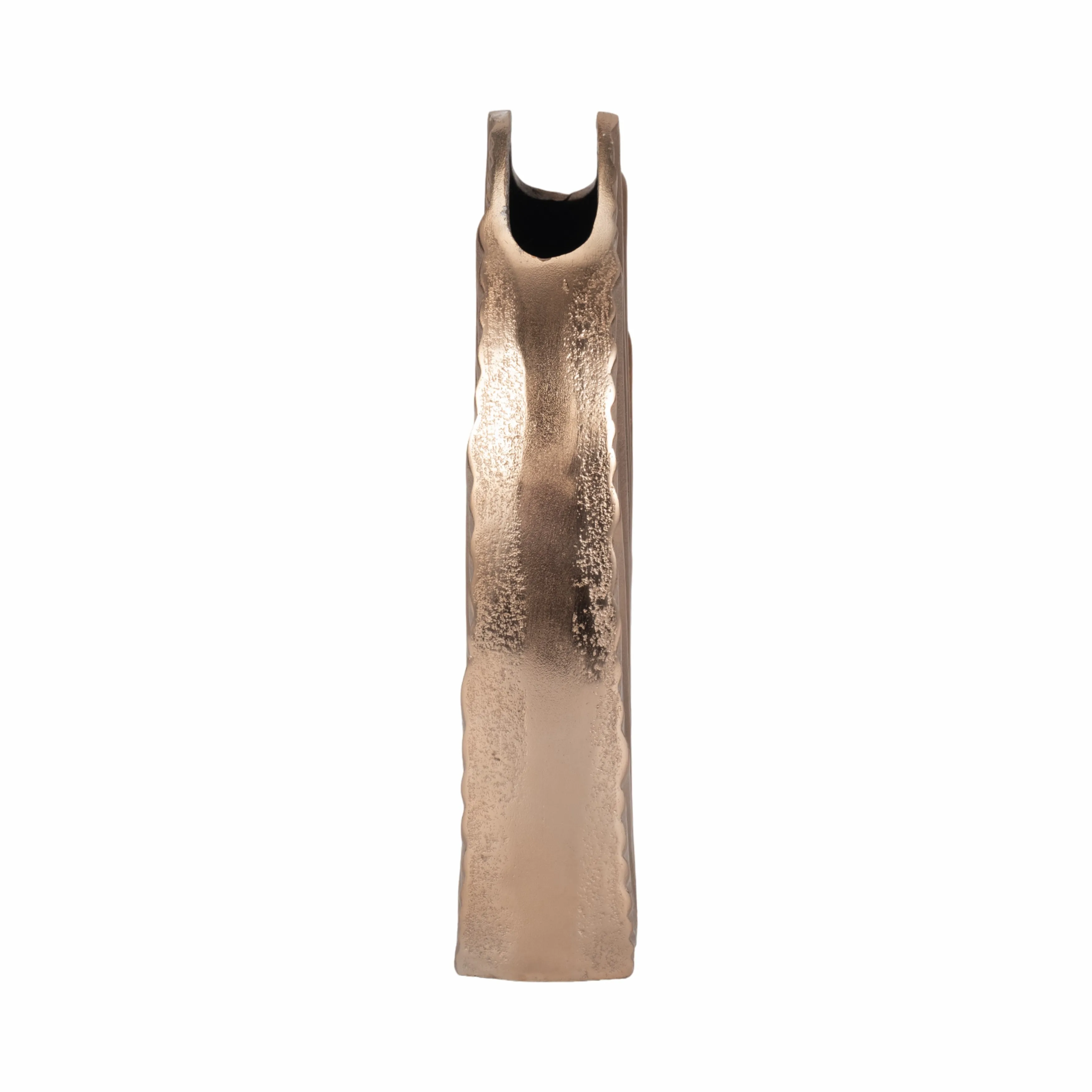 12" Kreber, Metal Mitre Vase, Champagne