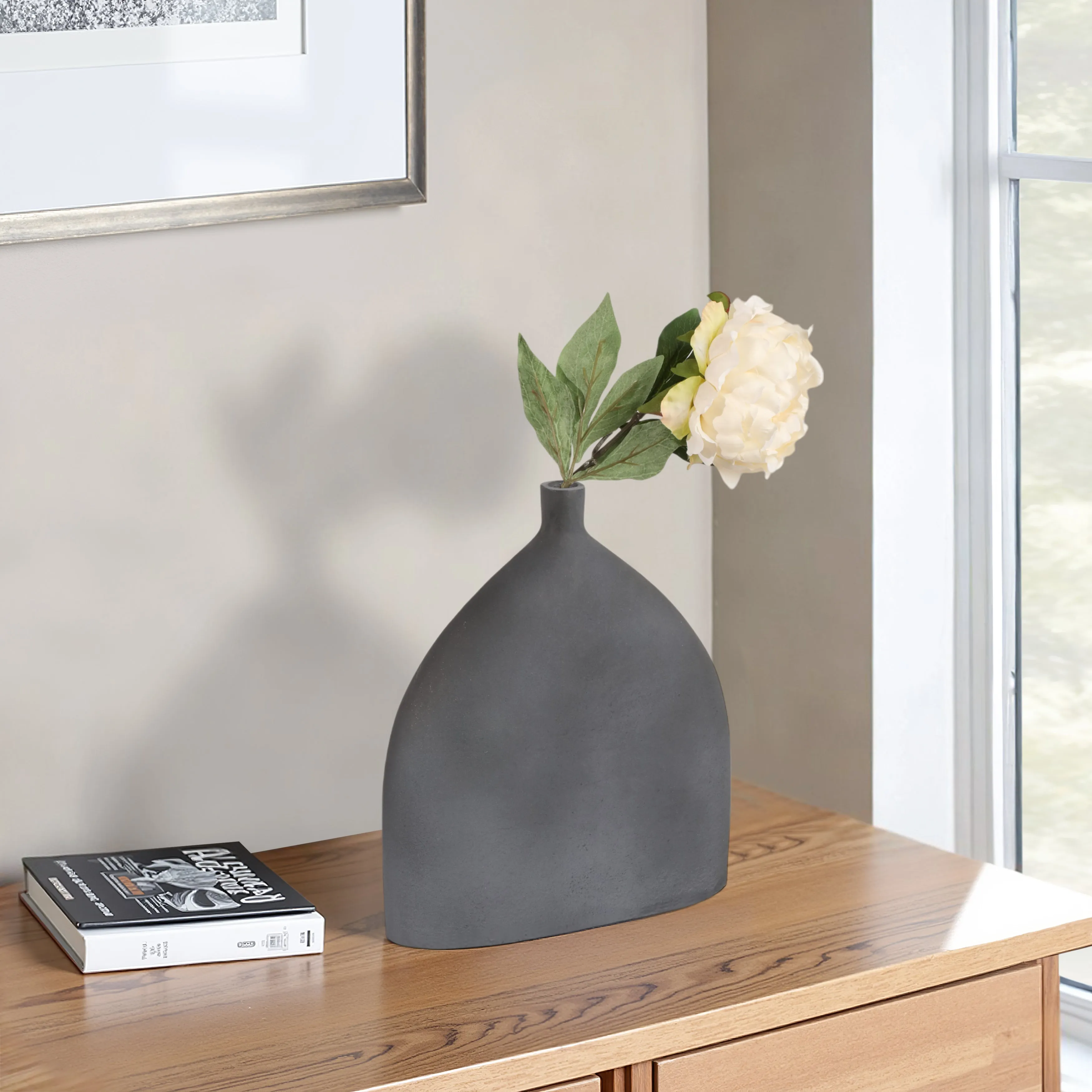 12" MAUER SLEEK METAL GRAY VASE