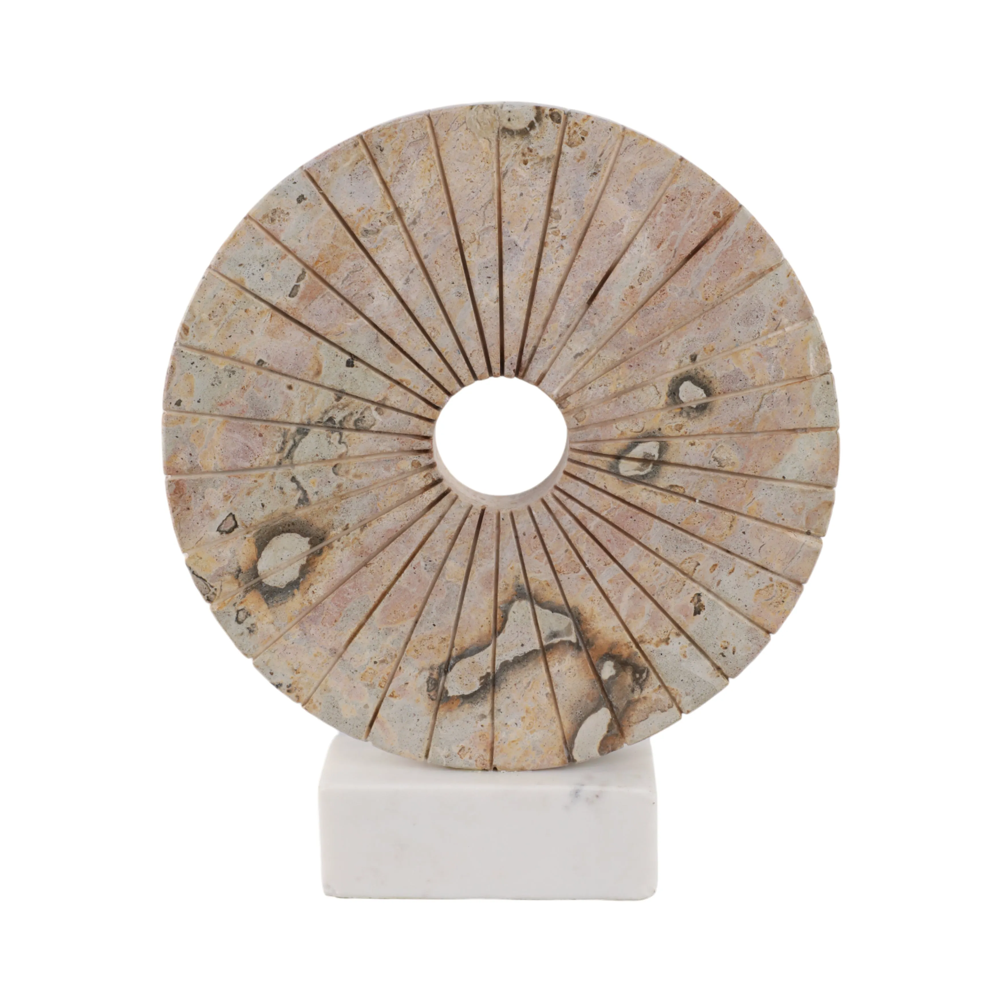 12" Pompano Beige Marble Disk Statuary
