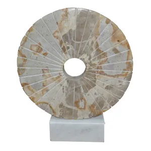 12" Pompano Beige Marble Disk Statuary