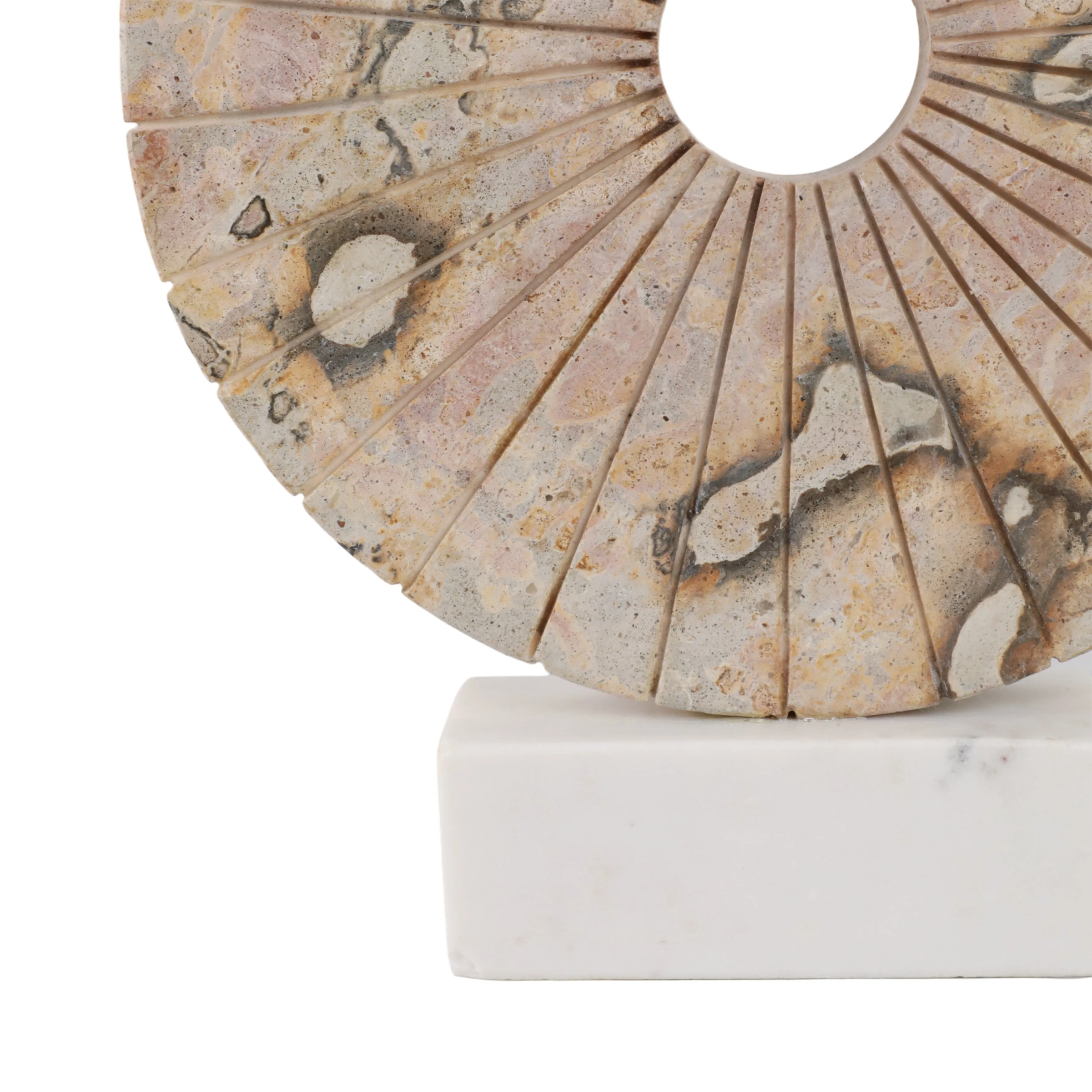 12" Pompano Beige Marble Disk Statuary