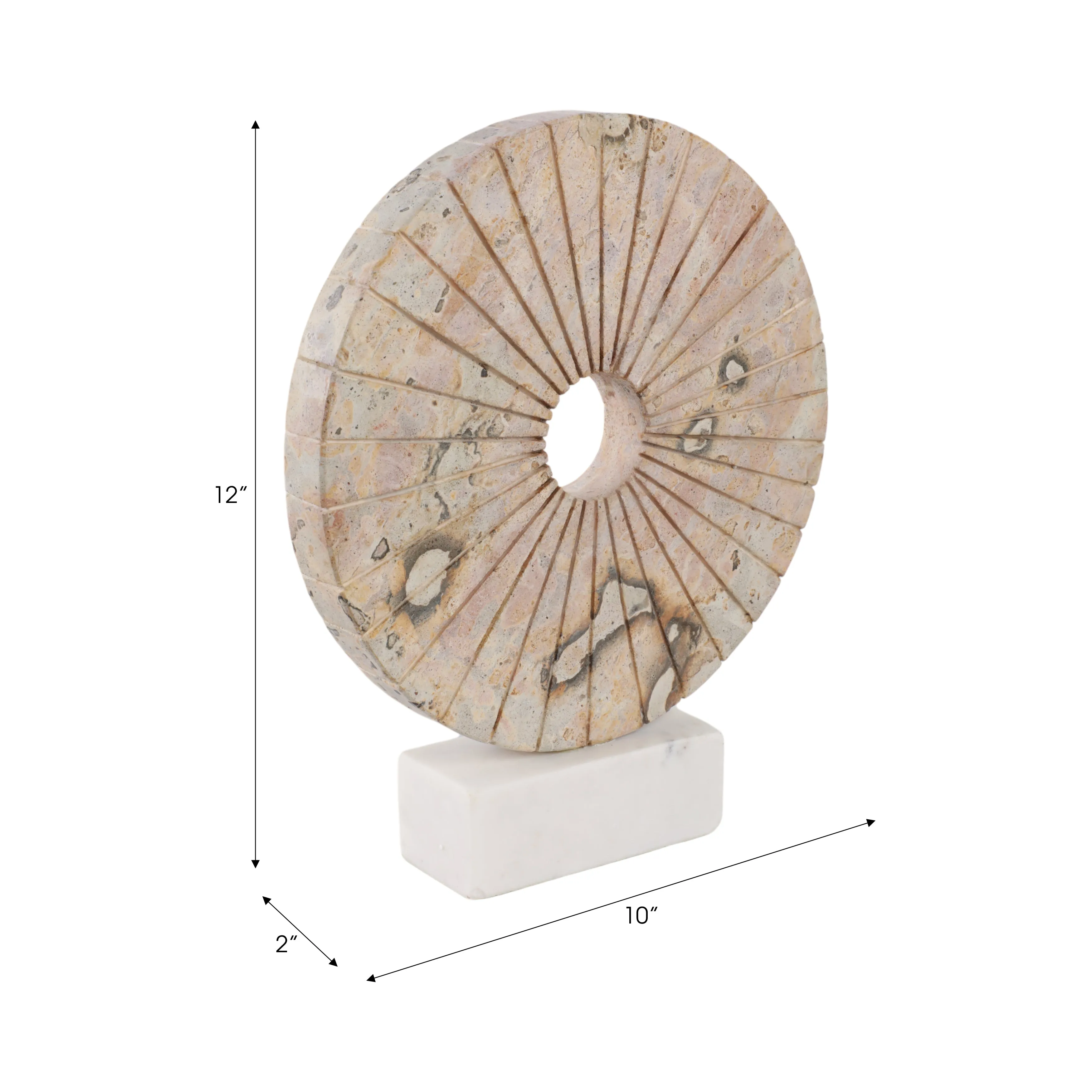 12" Pompano Beige Marble Disk Statuary