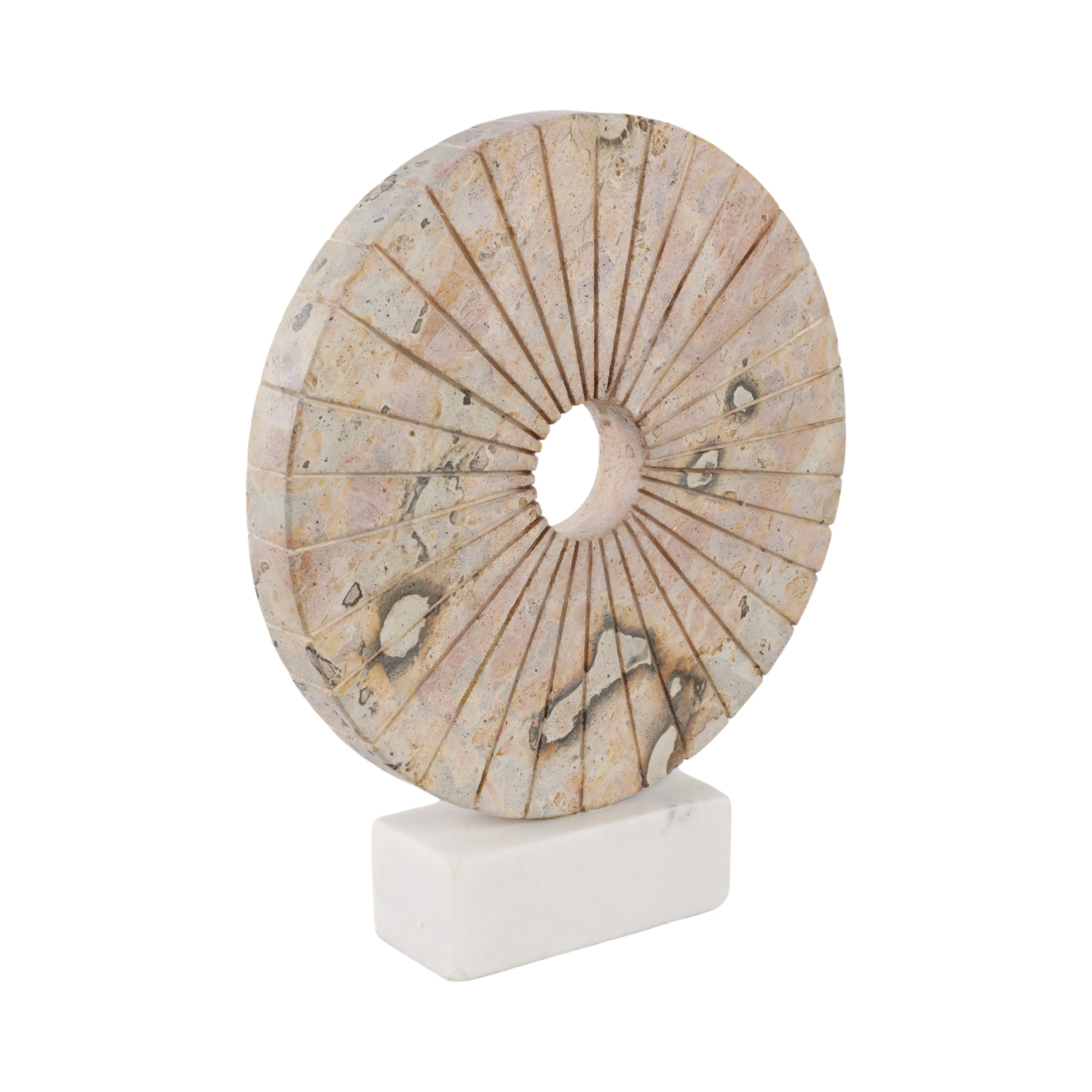 12" Pompano Beige Marble Disk Statuary