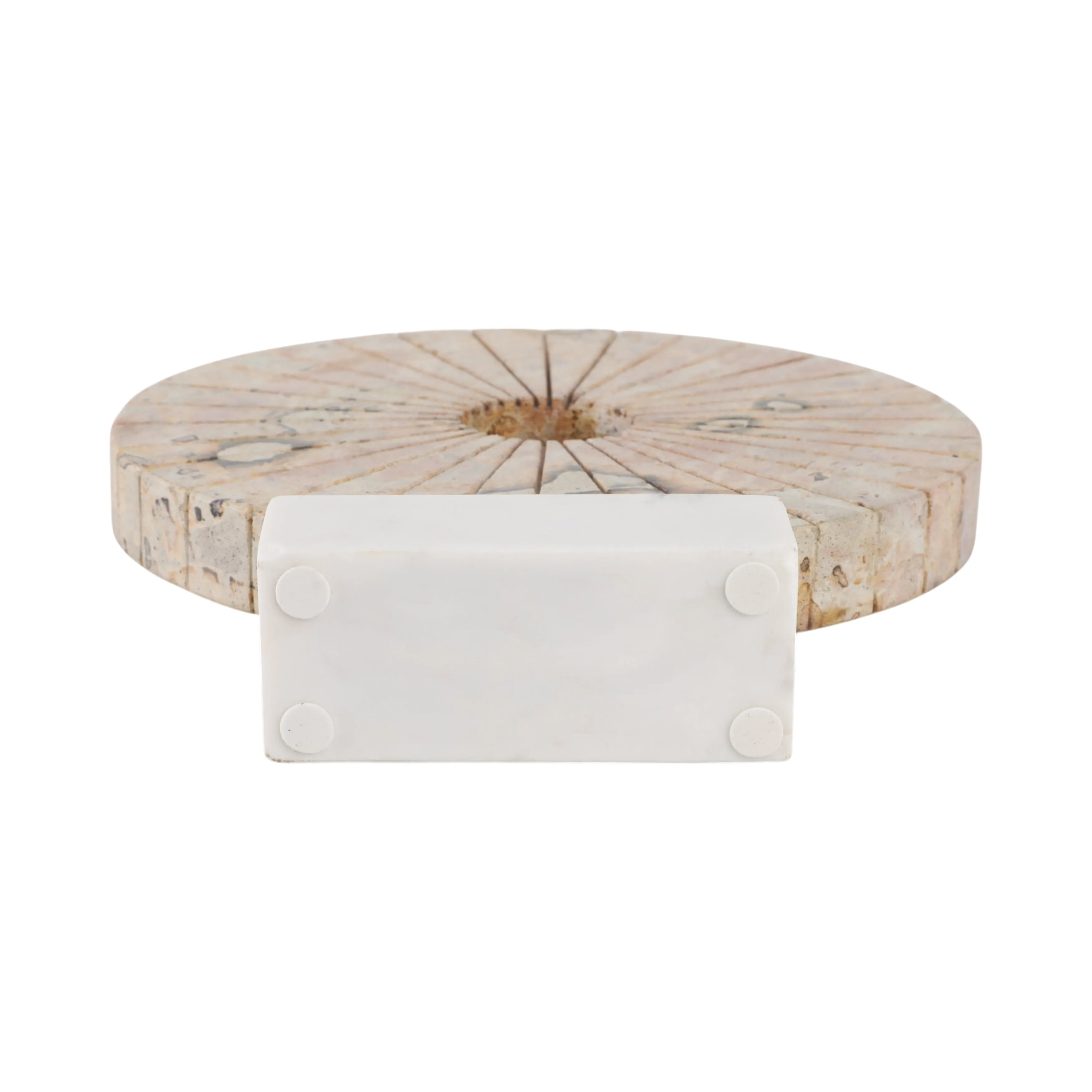 12" Pompano Beige Marble Disk Statuary