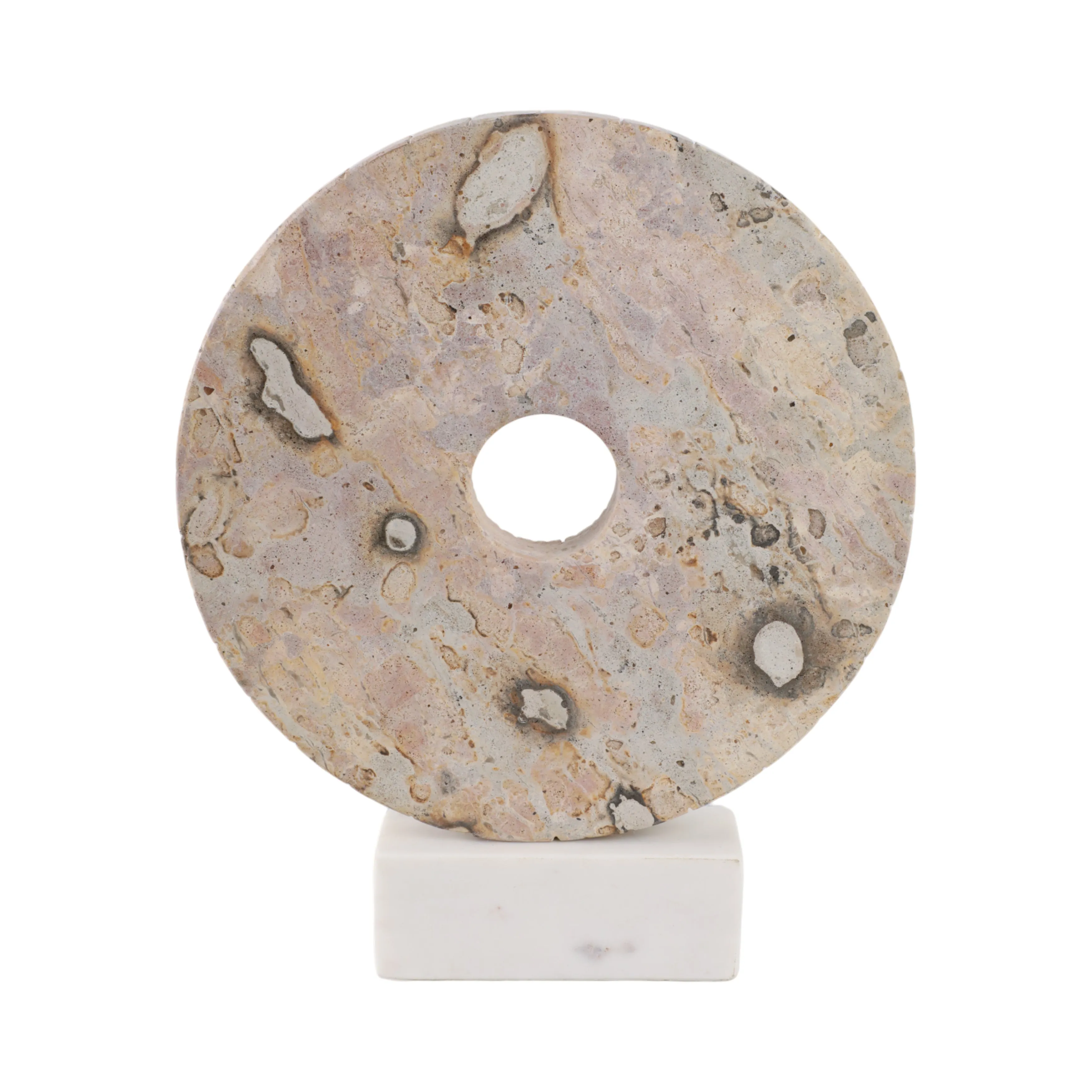 12" Pompano Beige Marble Disk Statuary