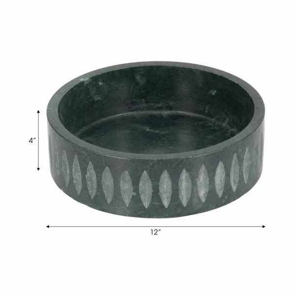 12" Rosalie Green Marble Bowl