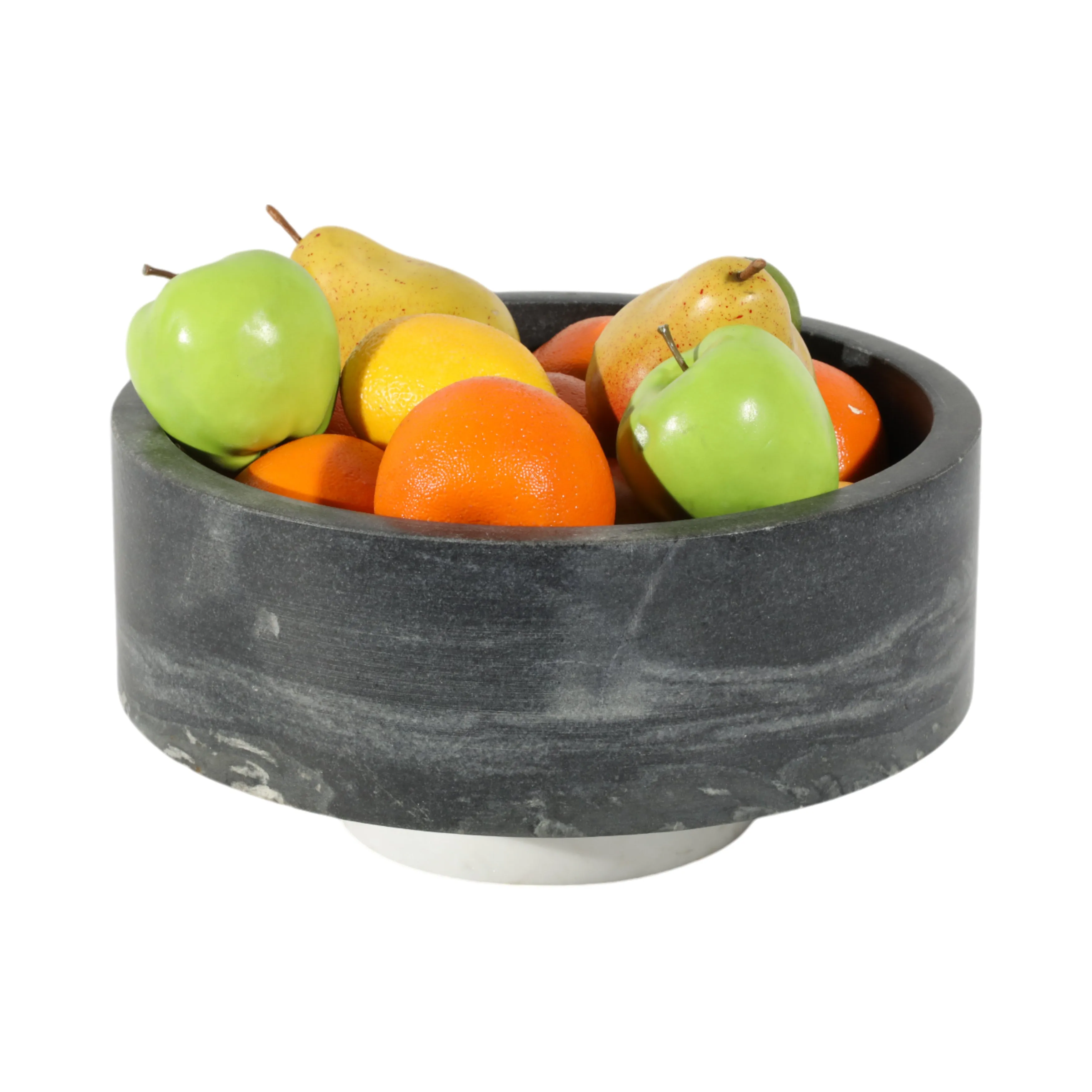 12" Satine White & Black Marble Bowl