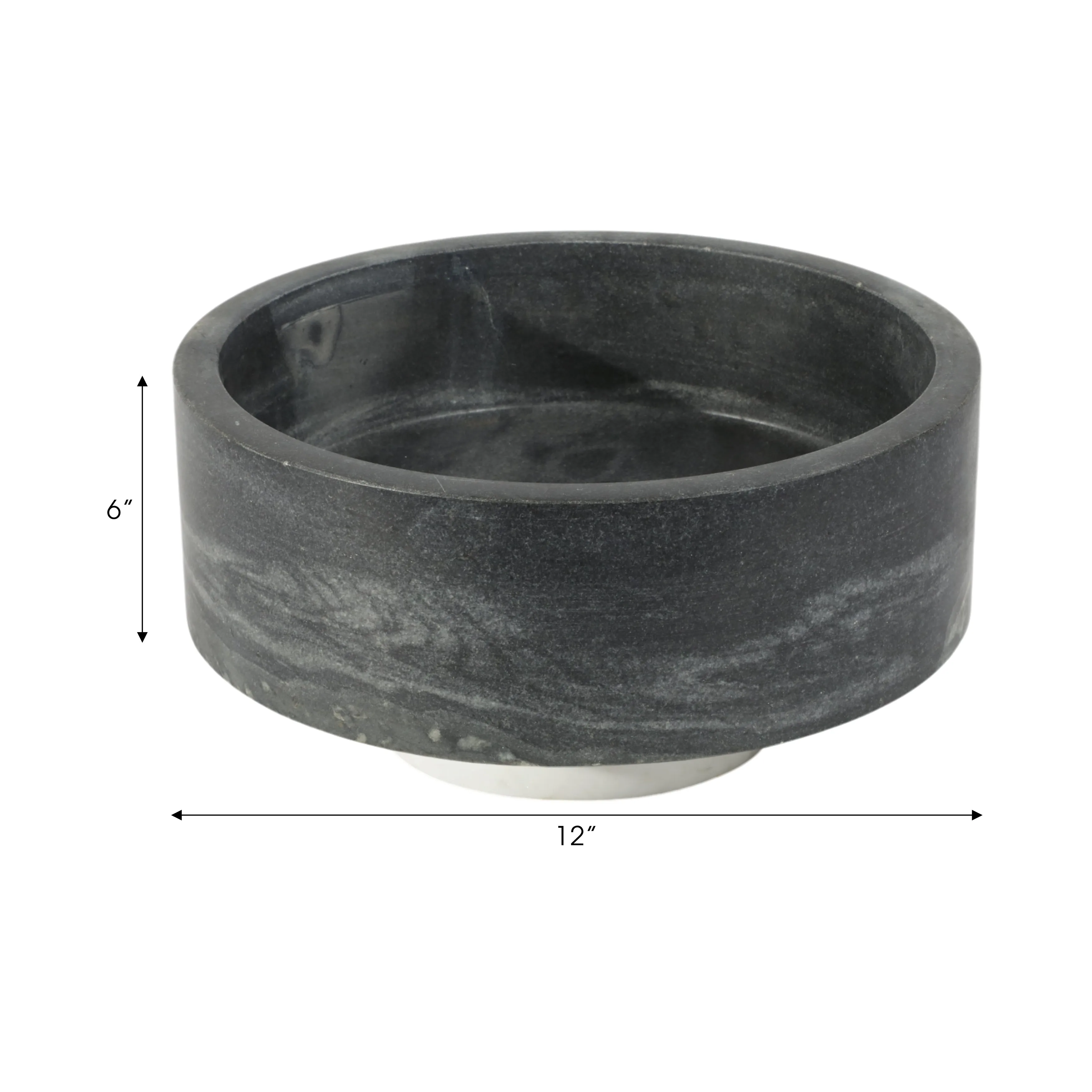 12" Satine White & Black Marble Bowl
