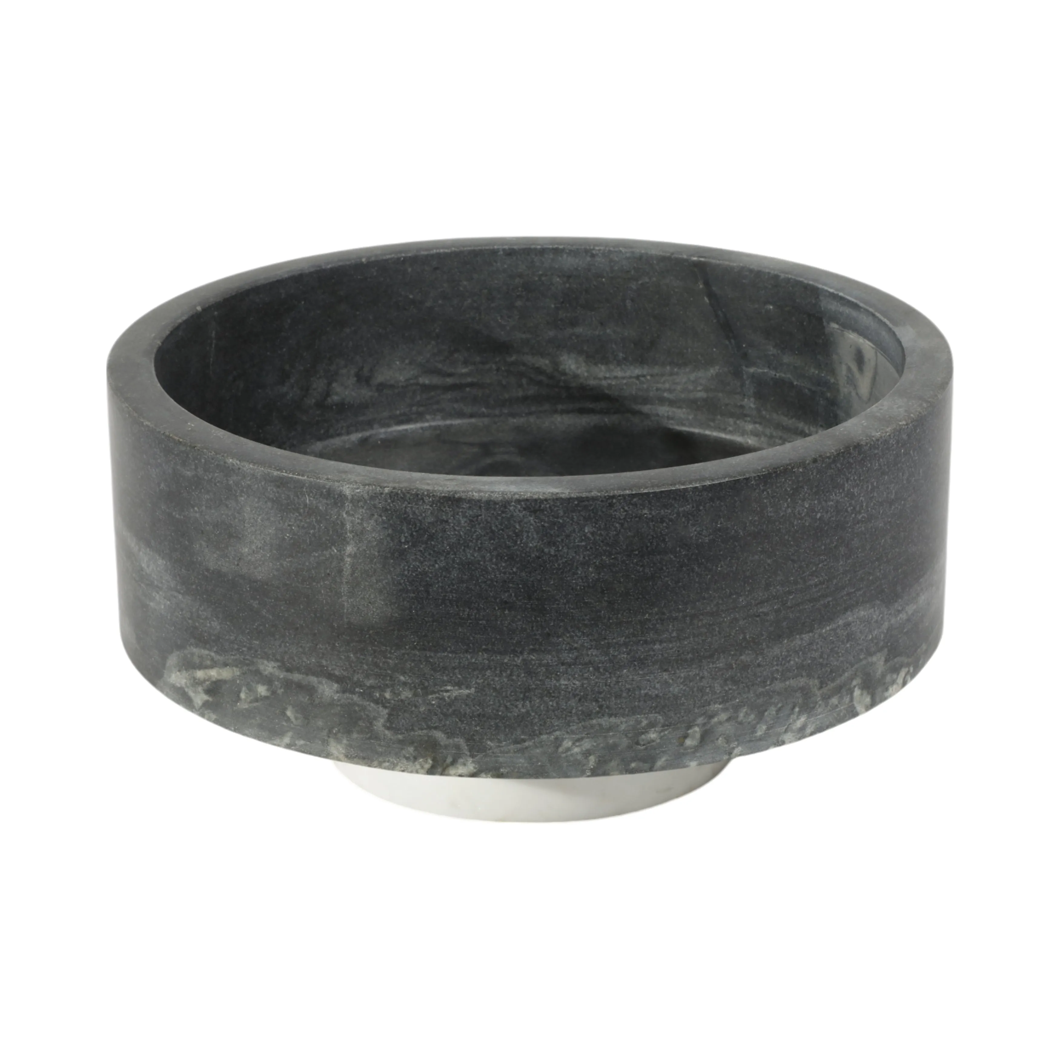 12" Satine White & Black Marble Bowl