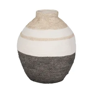12" Striped Woven Textured Vase, Multi