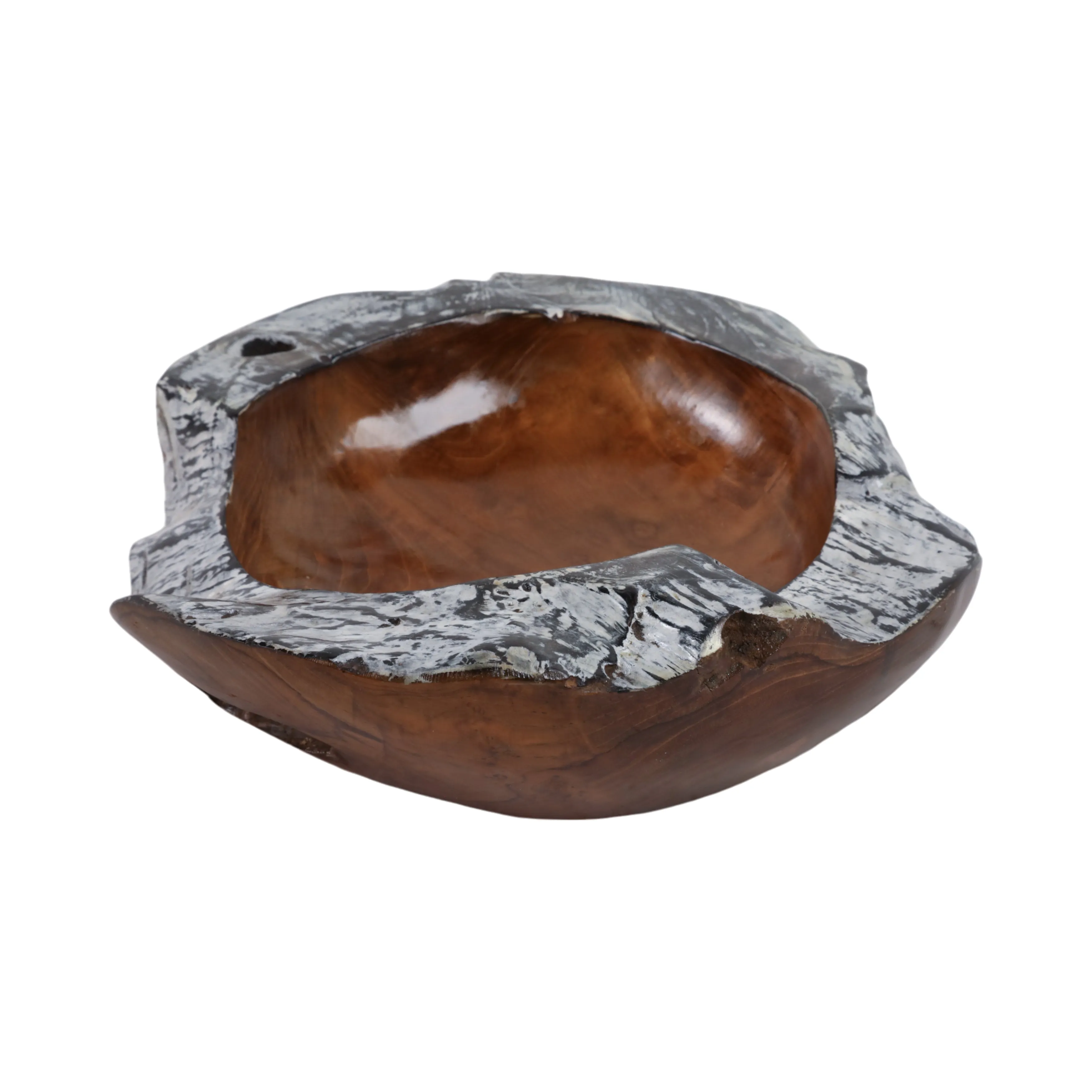 12" Teakwood Bowl W/burnt Edges, Dark Natural
