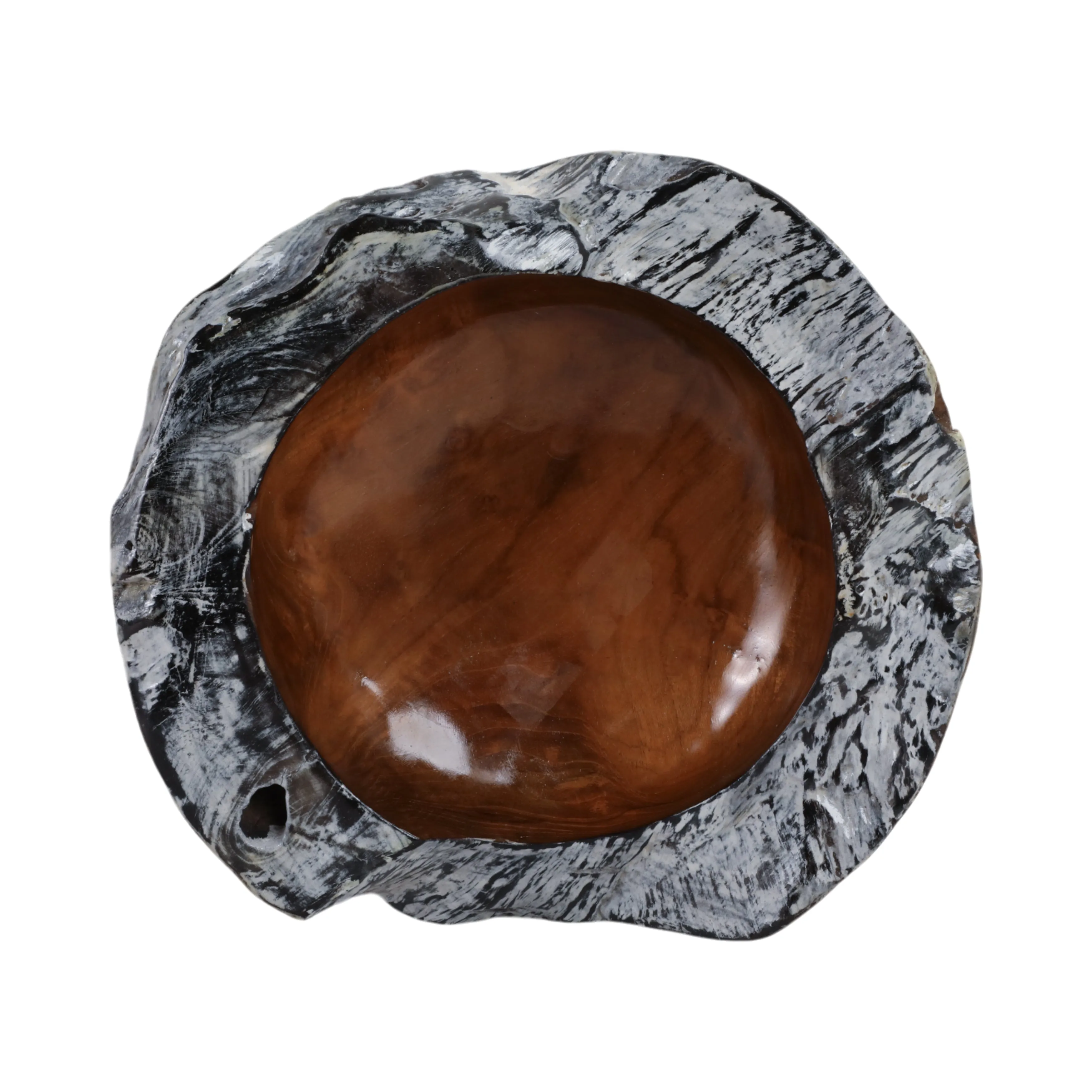 12" Teakwood Bowl W/burnt Edges, Dark Natural