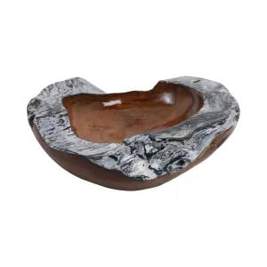 12" Teakwood Bowl W/burnt Edges, Dark Natural