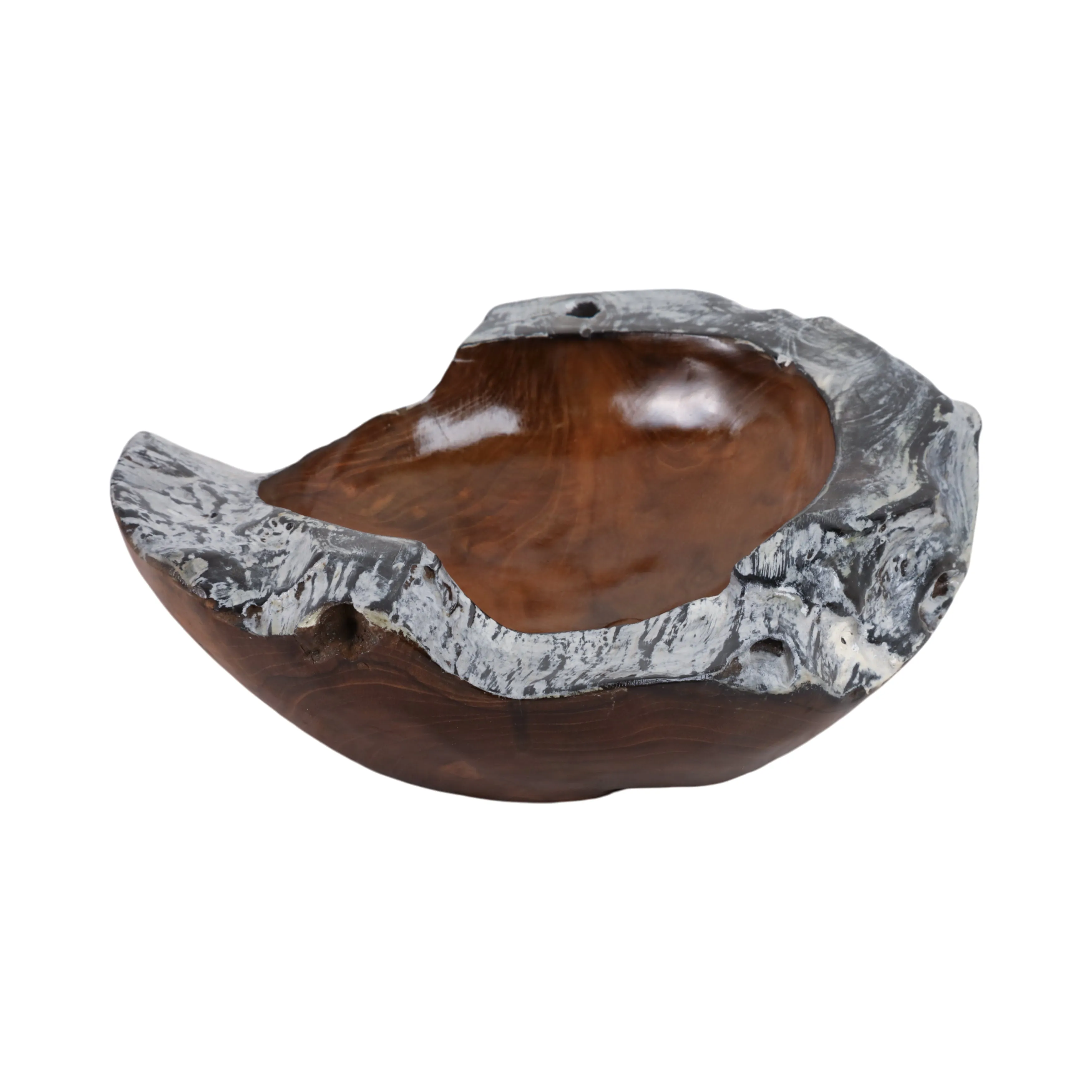 12" Teakwood Bowl W/burnt Edges, Dark Natural