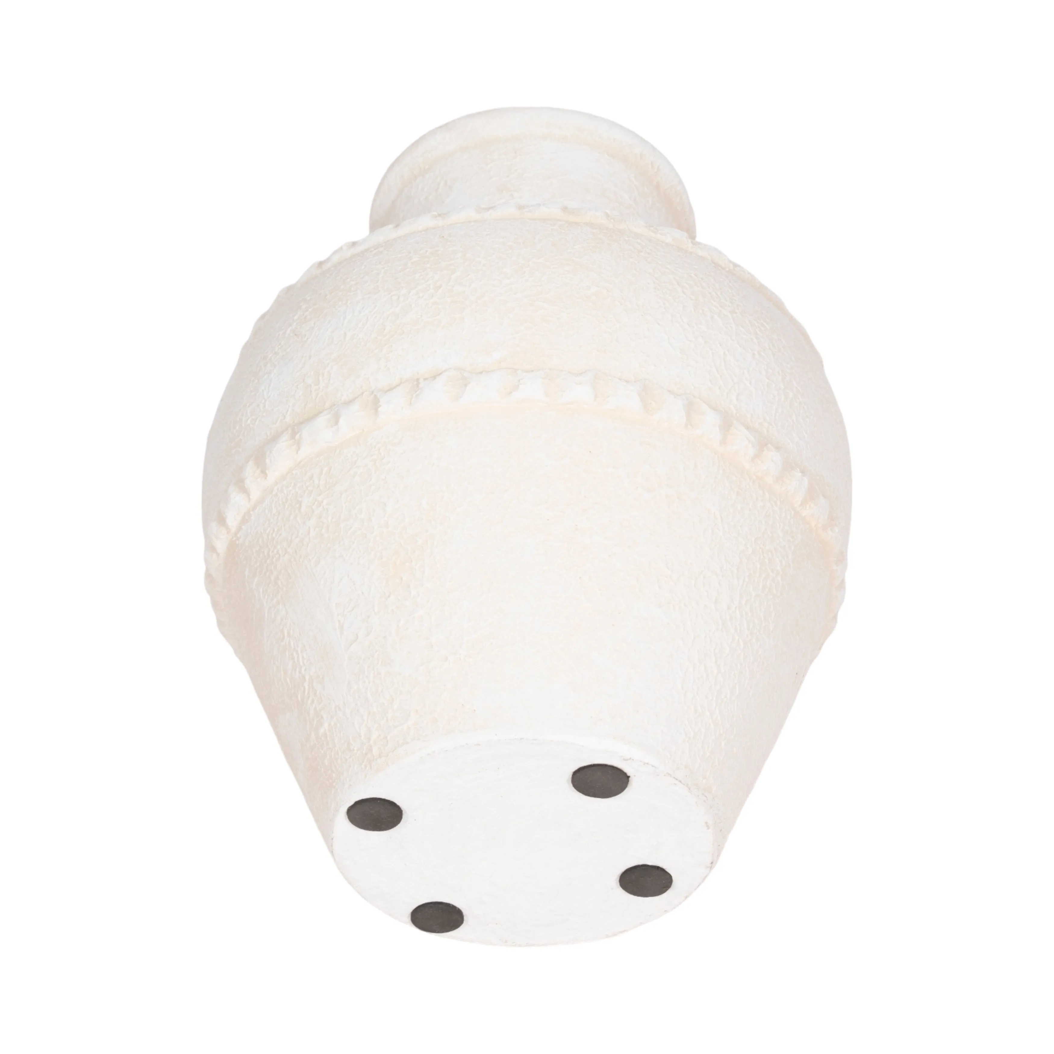 12" Traditional Textured Terracotta Vase, Ivory