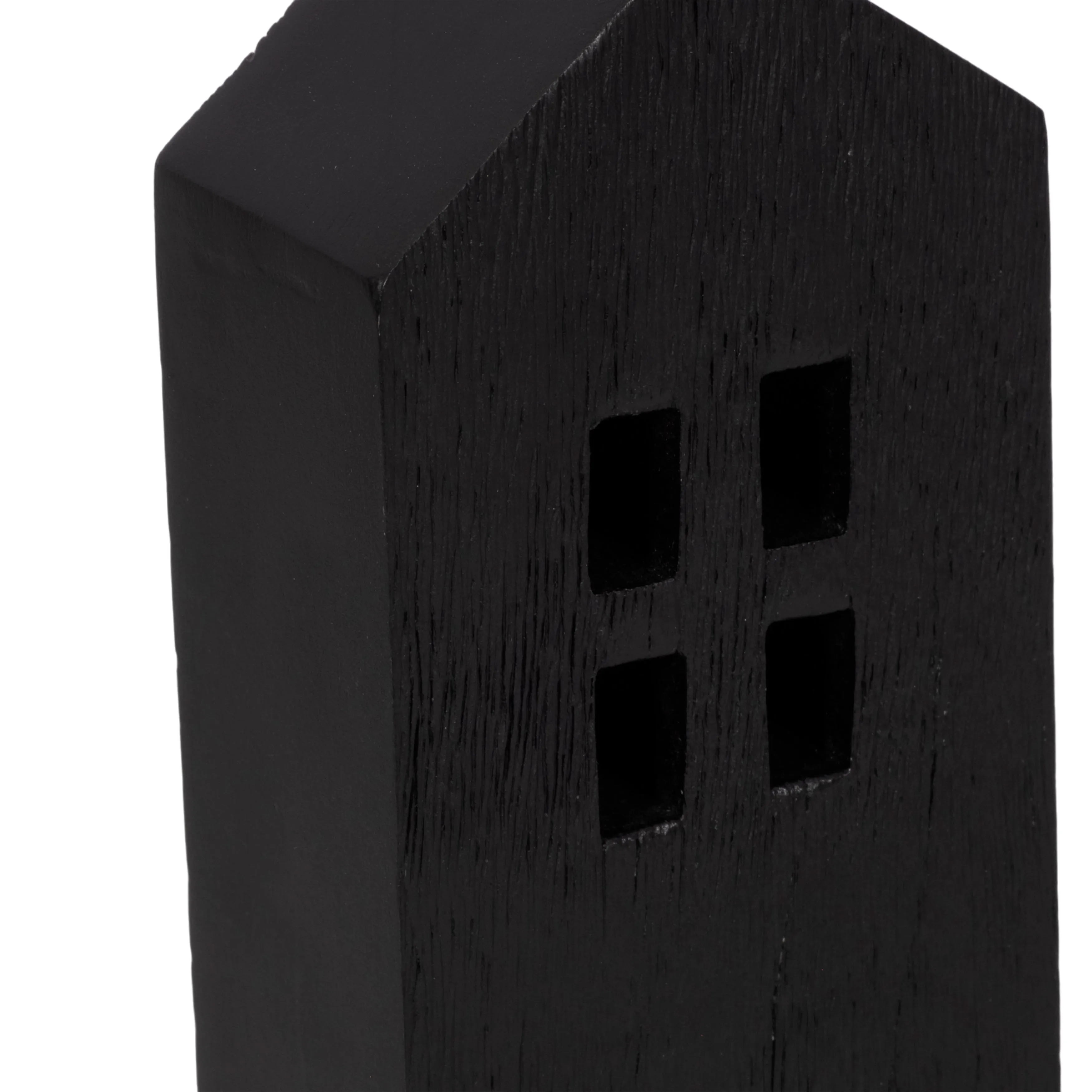 12" Wood House Decor, Black