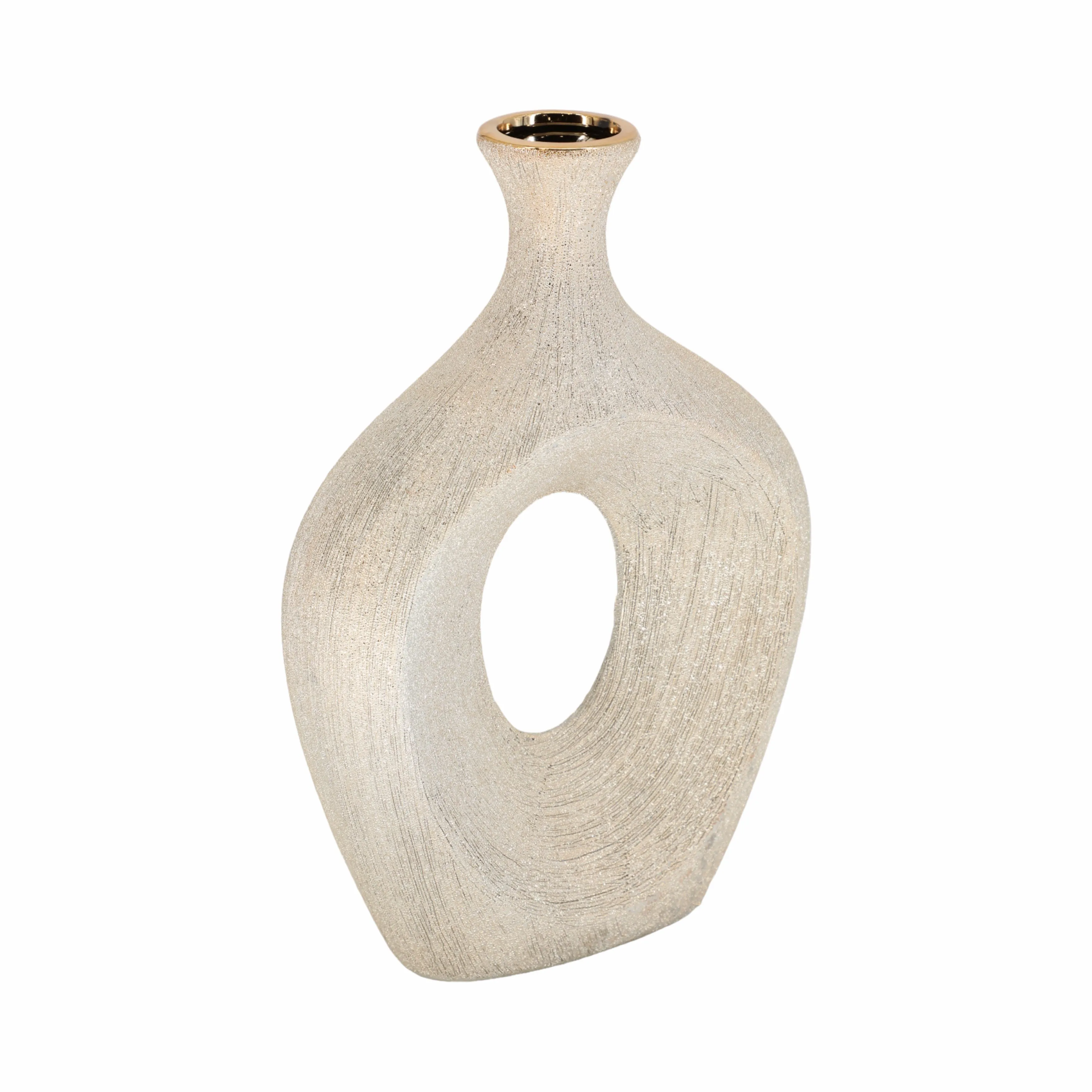 13" BEADED OVAL VASE CUT-OUT, CHAMPAGNE