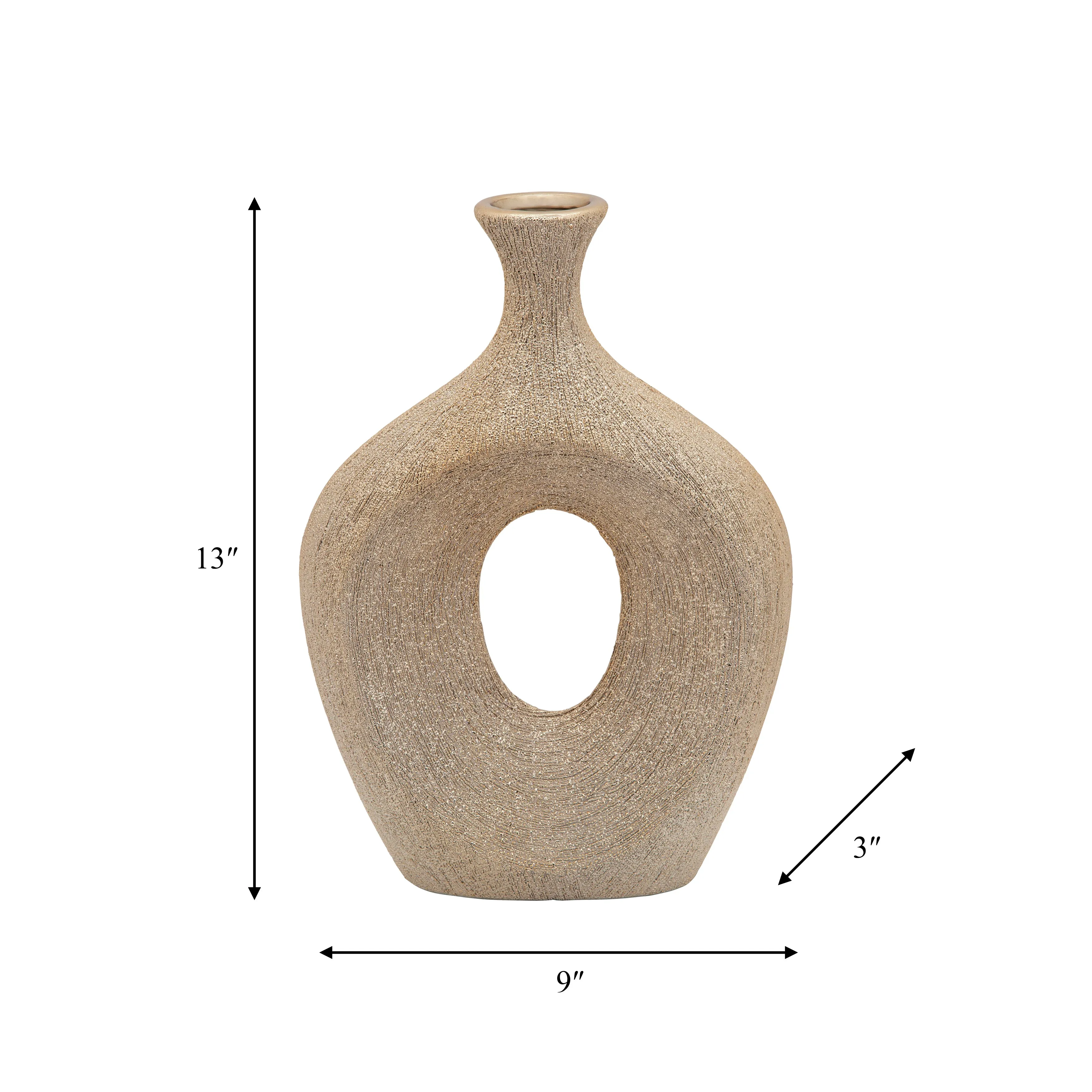 13" BEADED OVAL VASE CUT-OUT, CHAMPAGNE