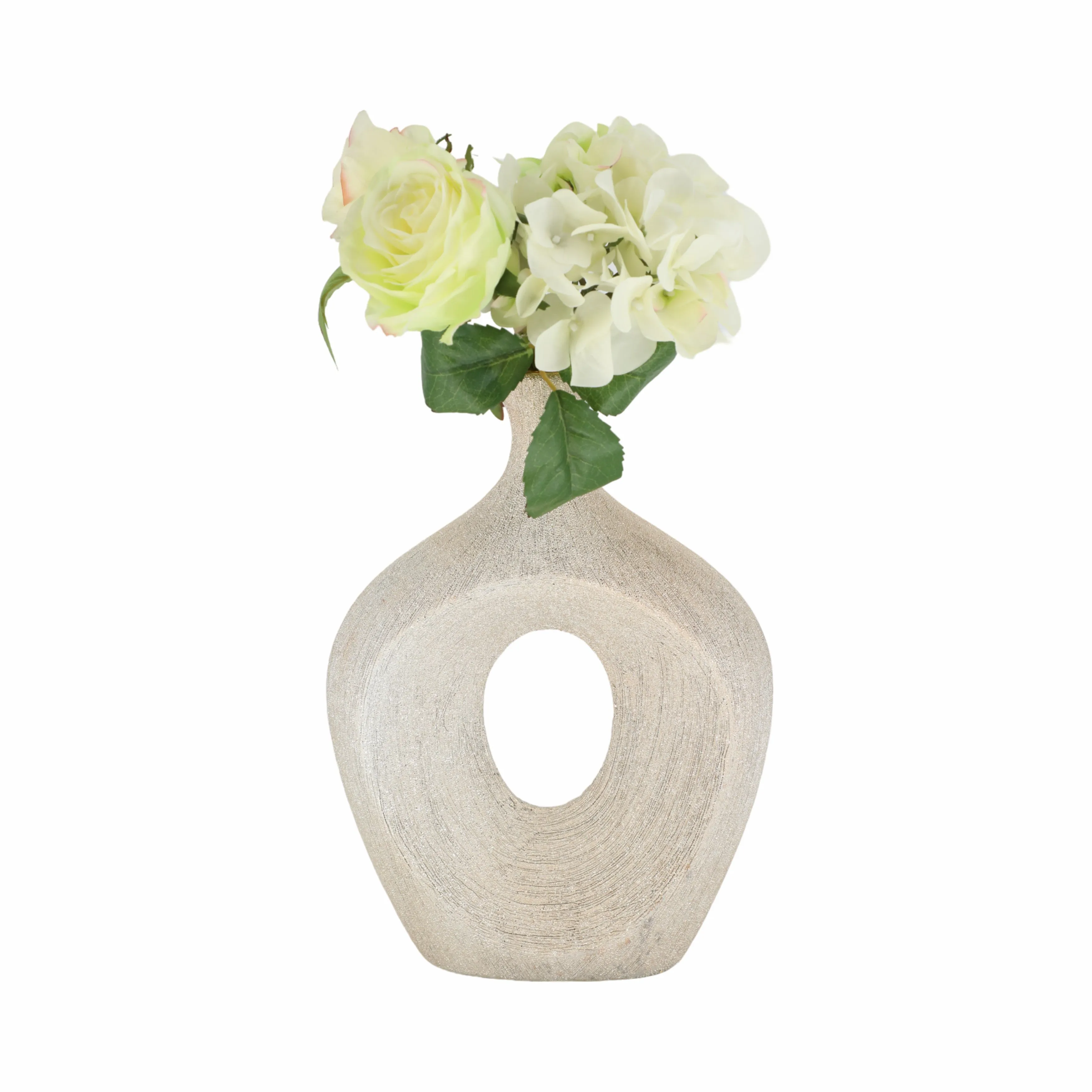 13" BEADED OVAL VASE CUT-OUT, CHAMPAGNE