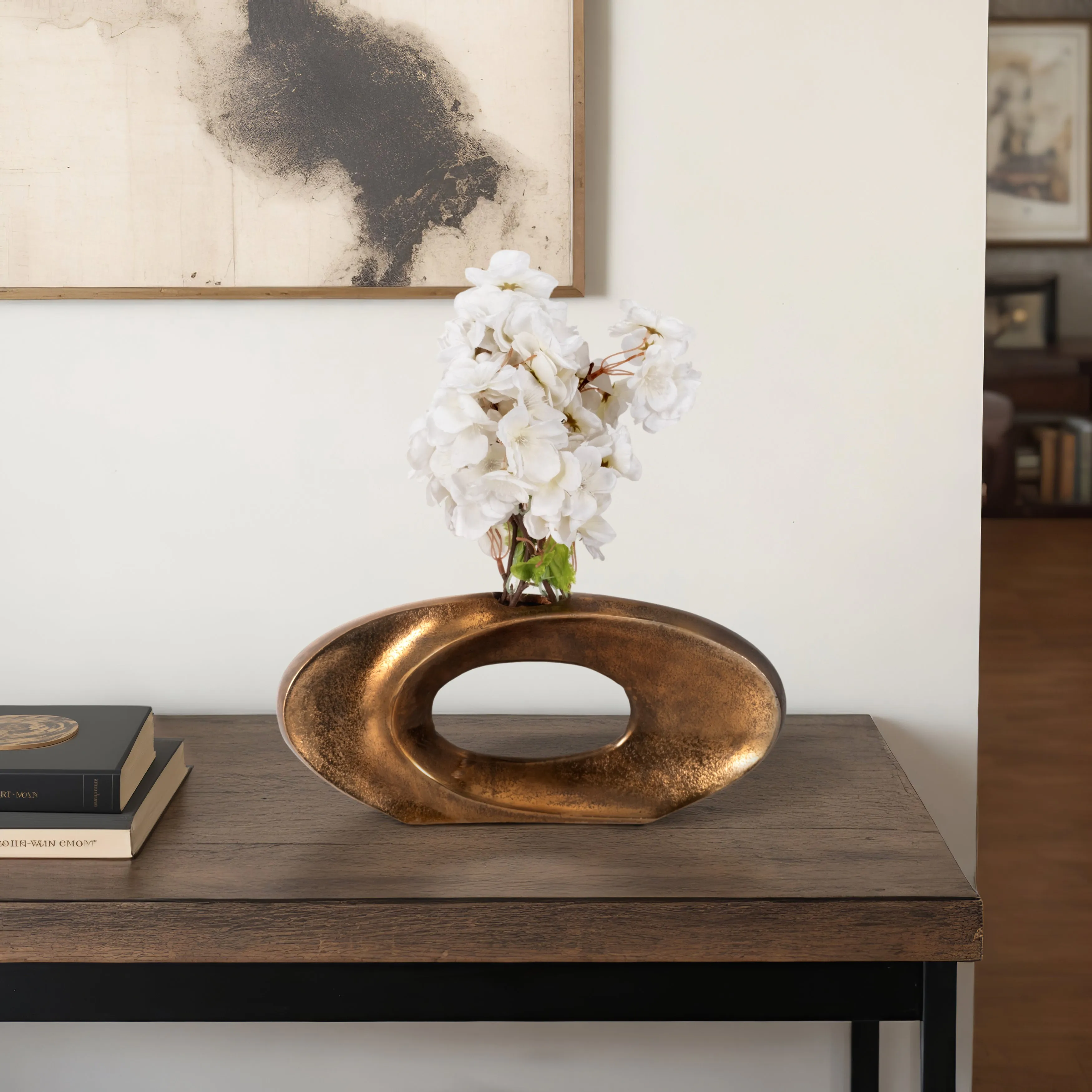 13" Belcove, Metal Cut-out Vase, Bronze