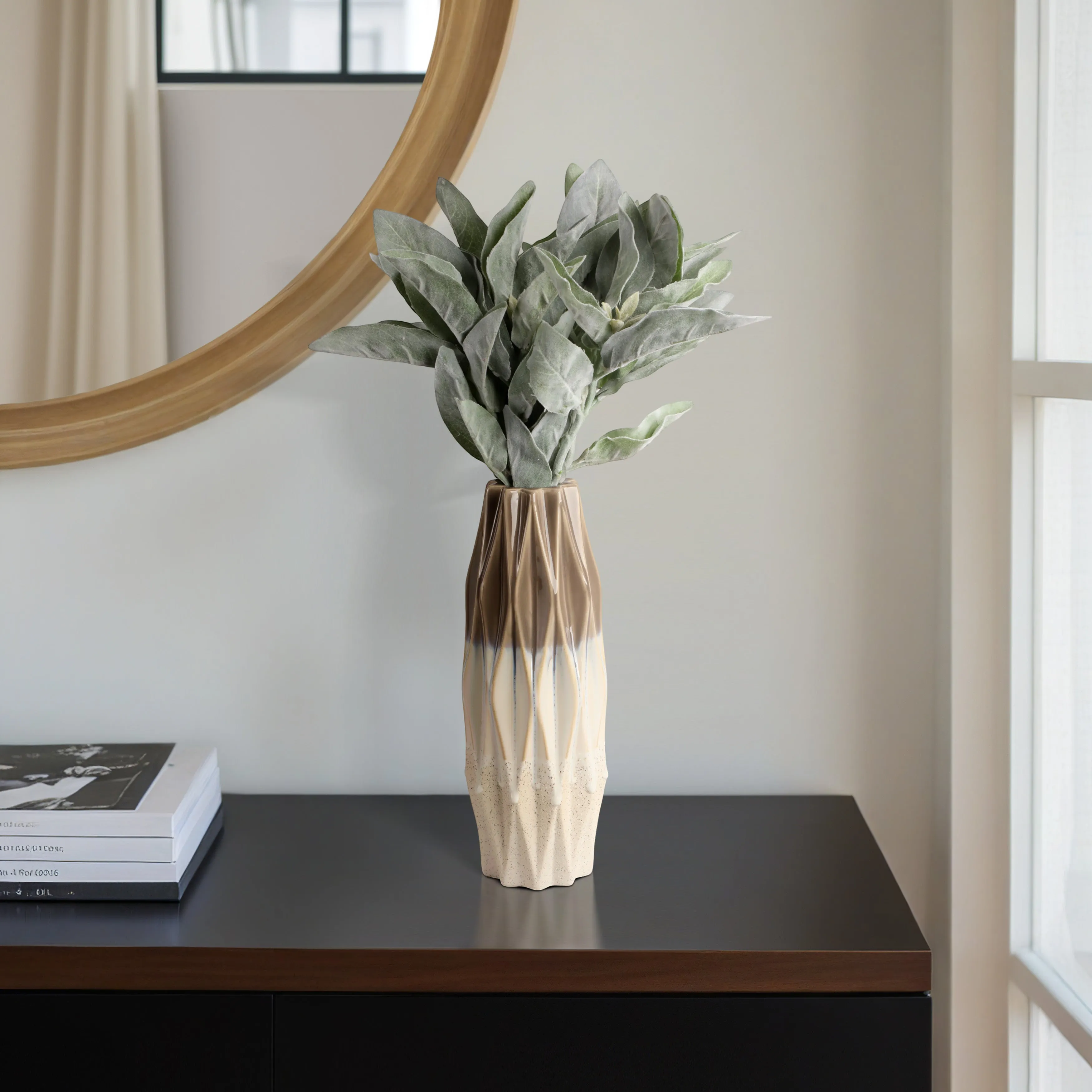 13" Calista Cream Glaze Small Vase