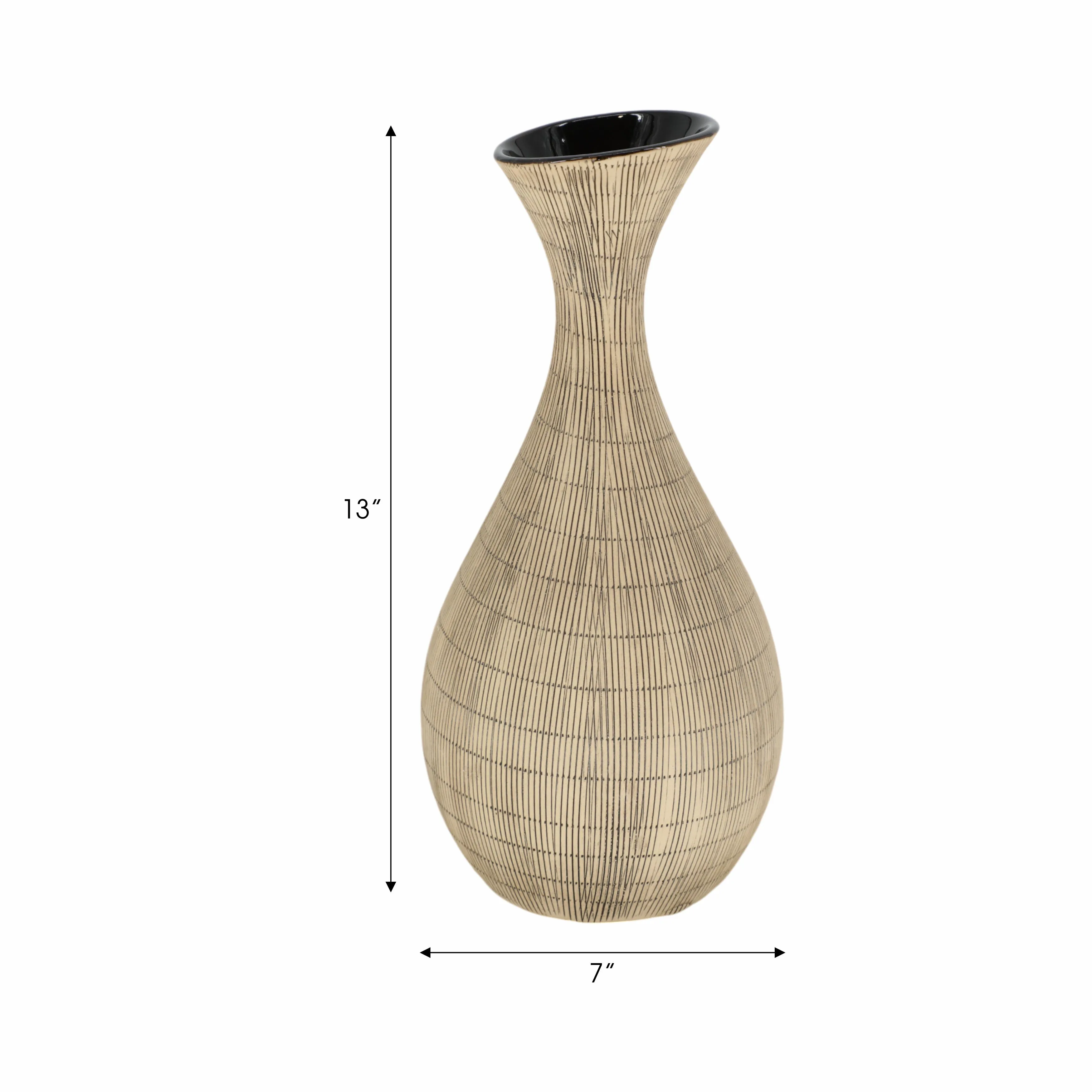 13" TEXTURED VASE, CREAM